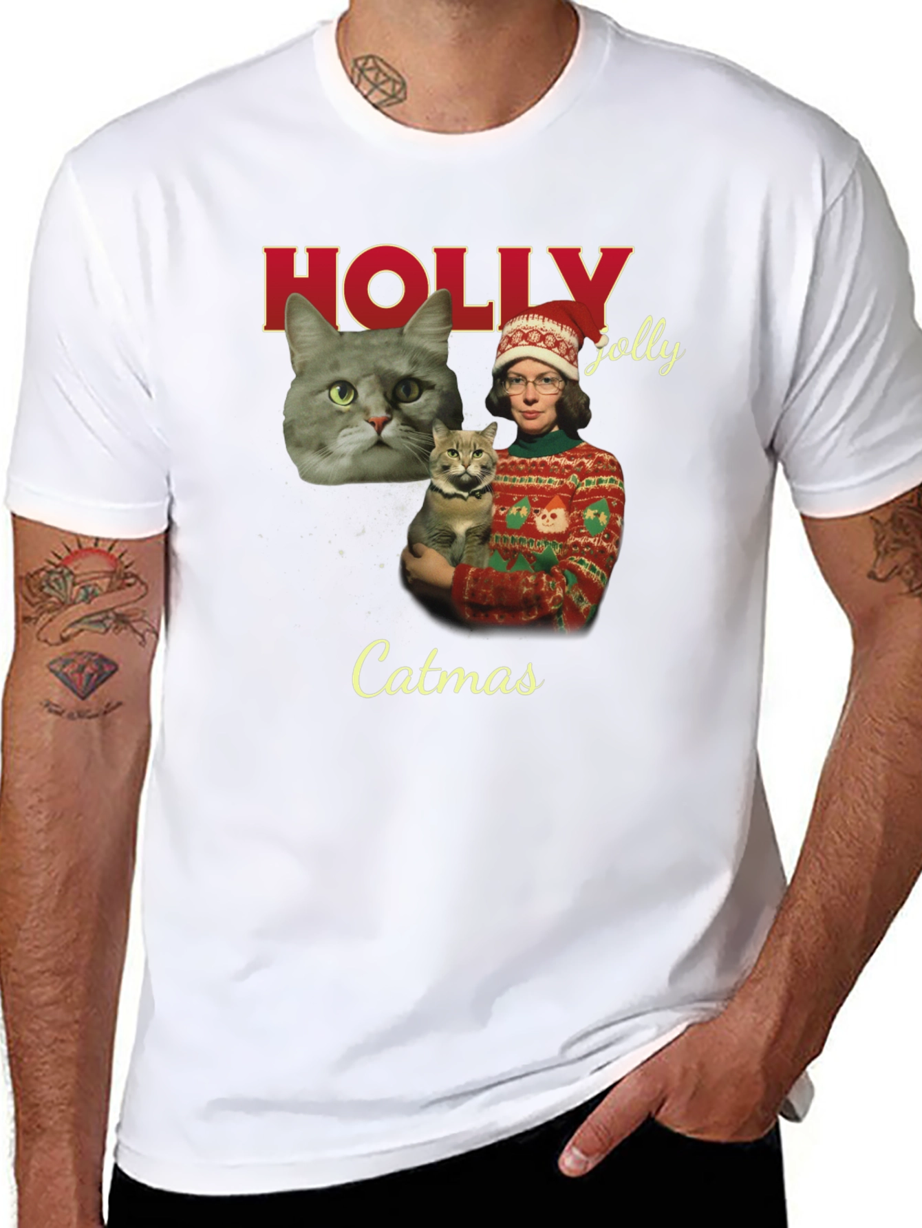 Catmas Holiday T-Shirt - Holly Jolly Christmas Cat Tee