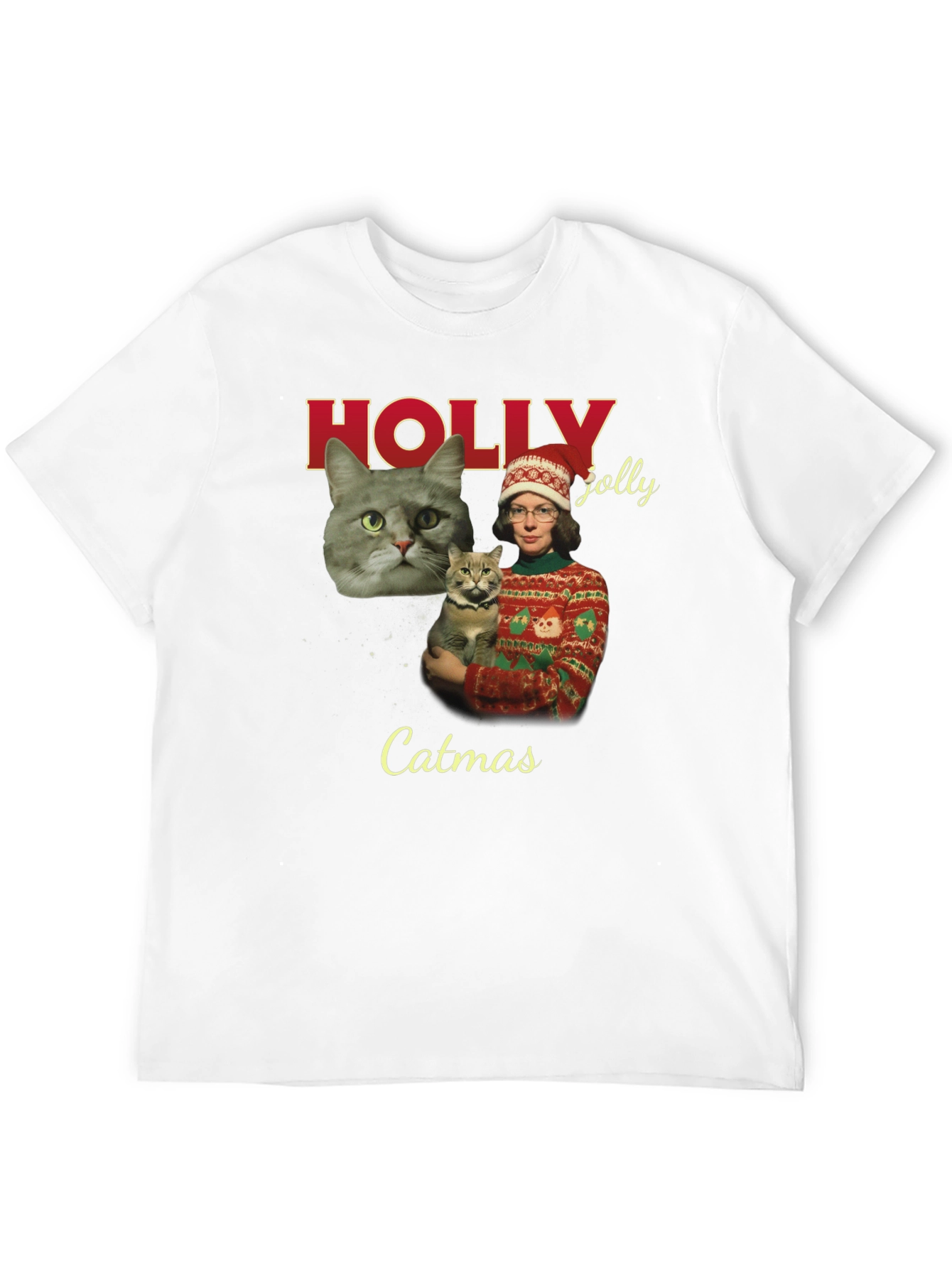 Catmas Holiday T-Shirt - Holly Jolly Christmas Cat Tee