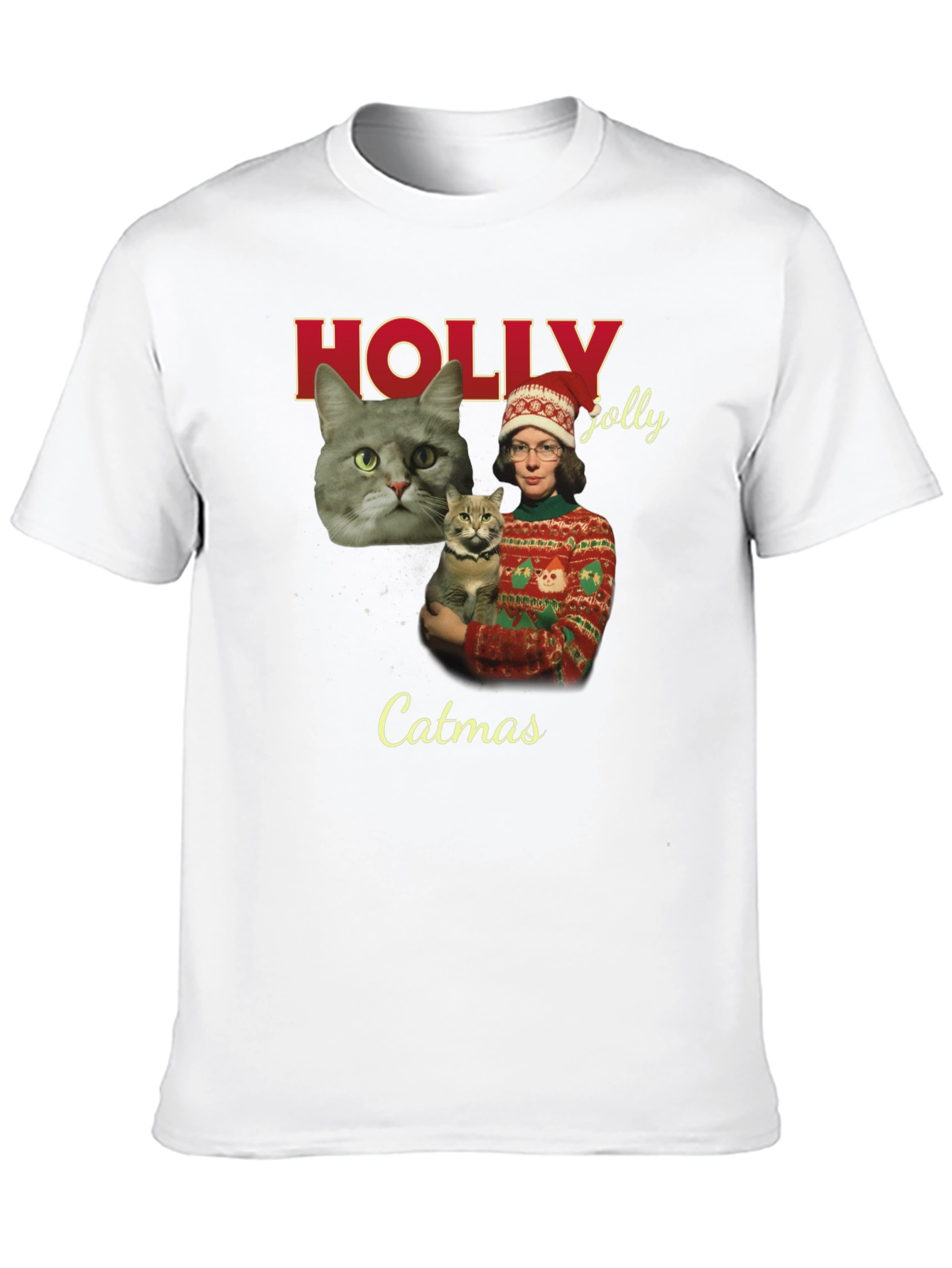 Catmas Holiday T-Shirt - Holly Jolly Christmas Cat Tee