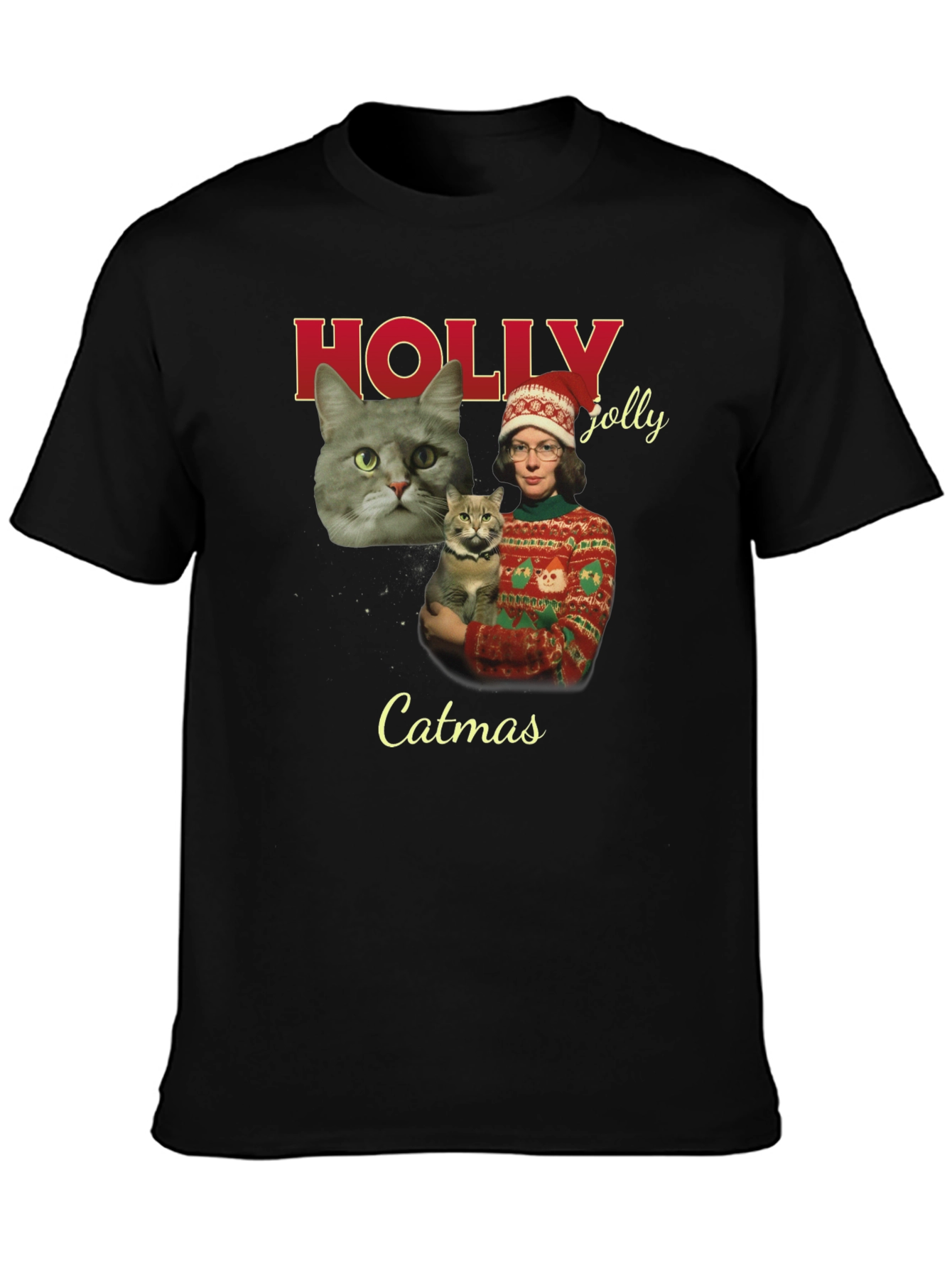 Catmas Holiday T-Shirt - Holly Jolly Christmas Cat Tee