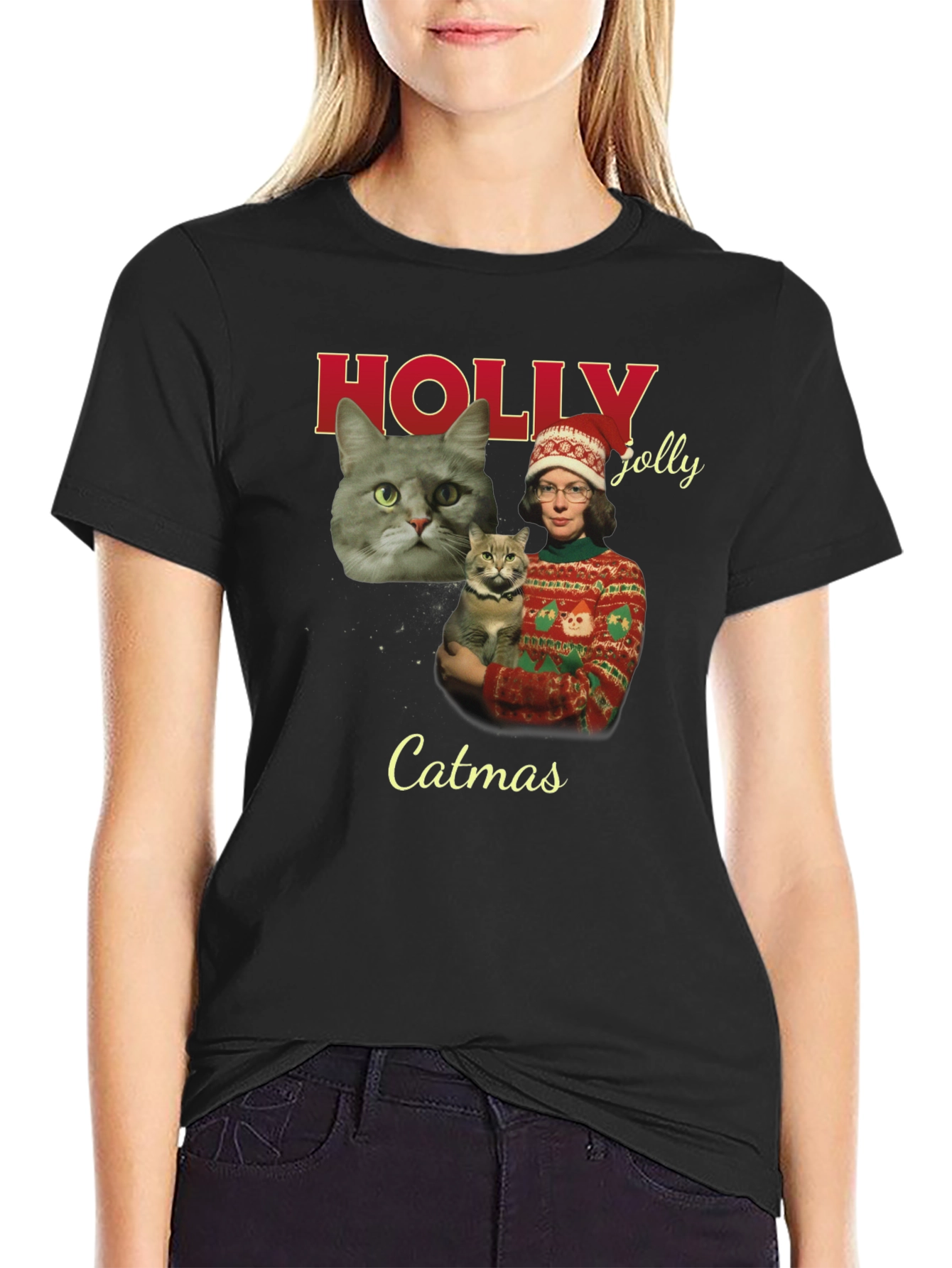 Catmas Holiday T-Shirt - Holly Jolly Christmas Cat Tee