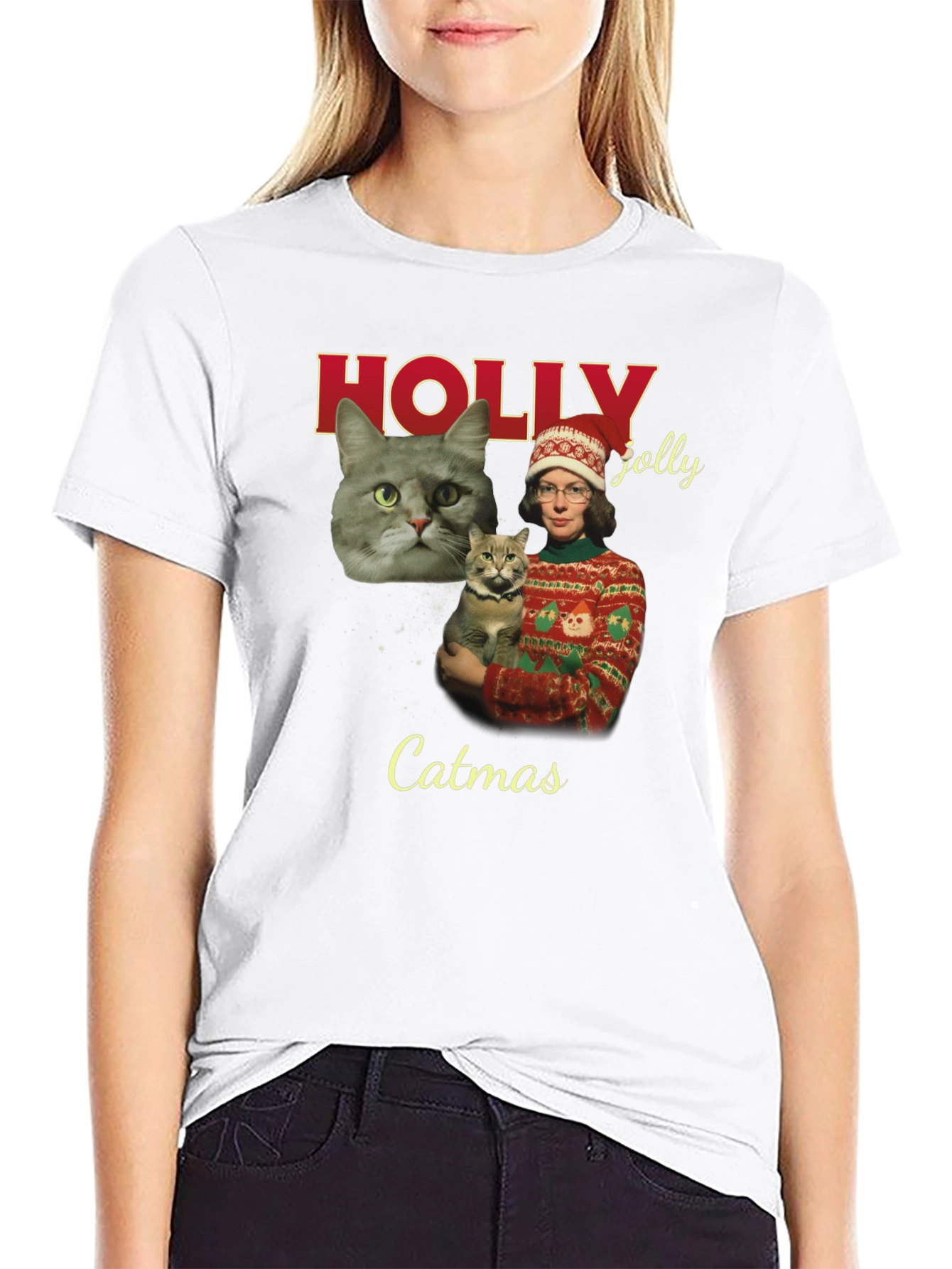 Catmas Holiday T-Shirt - Holly Jolly Christmas Cat Tee