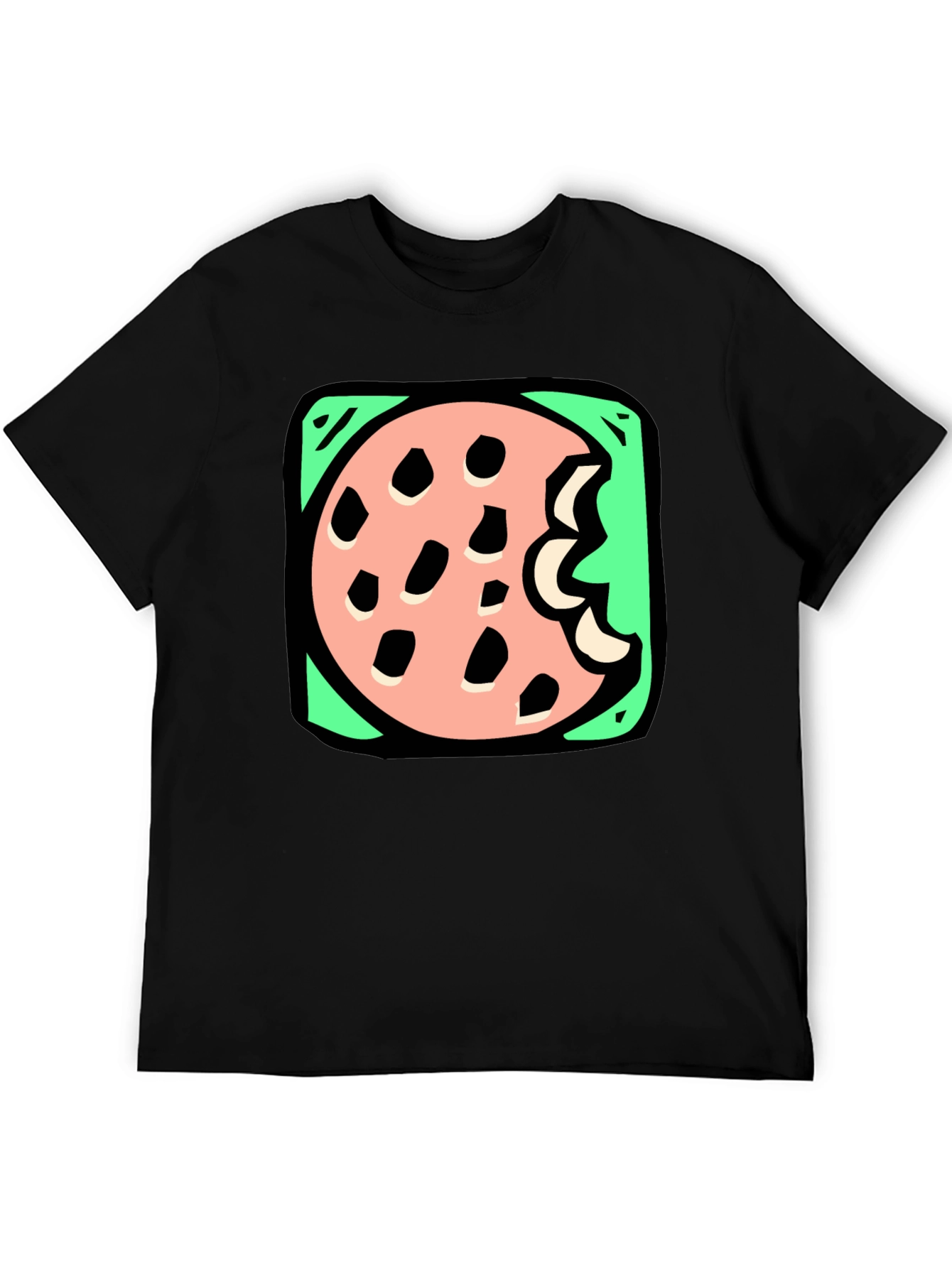 Cookie Bite Graphic Tee - Black Cotton T-Shirt
