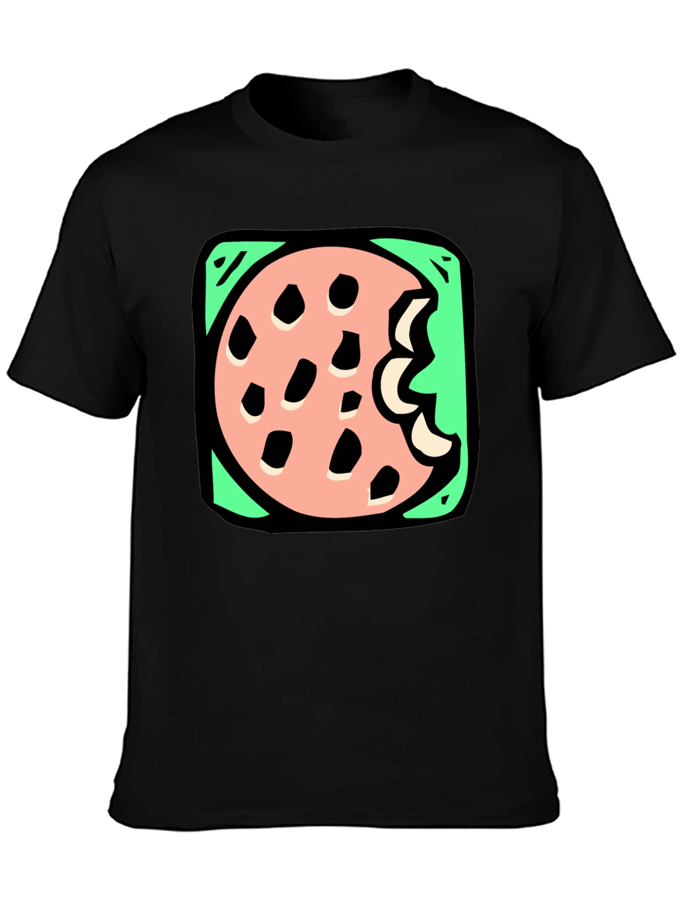 Cookie Bite Graphic Tee - Black Cotton T-Shirt
