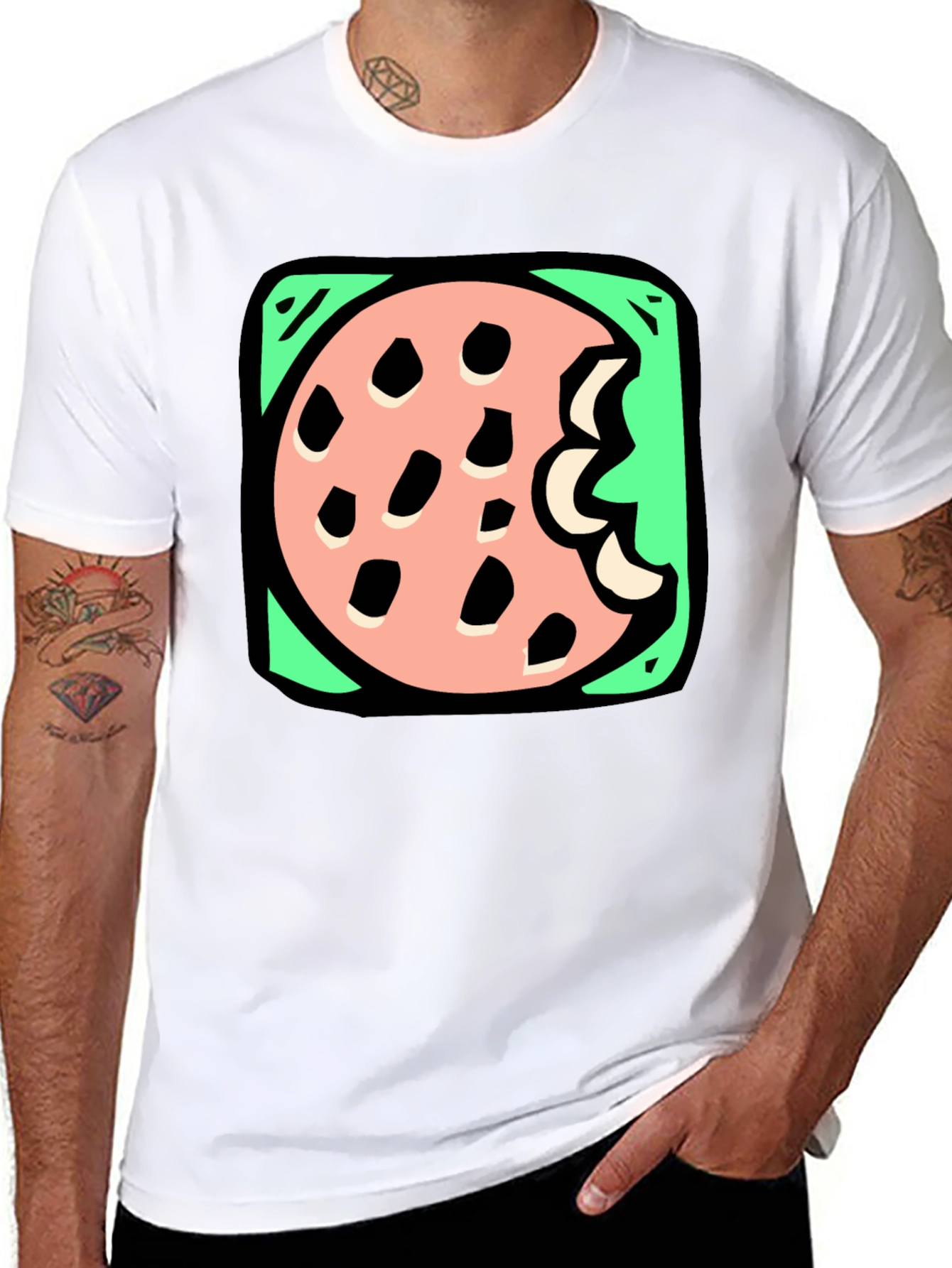 Cookie Bite Graphic Tee - Black Cotton T-Shirt