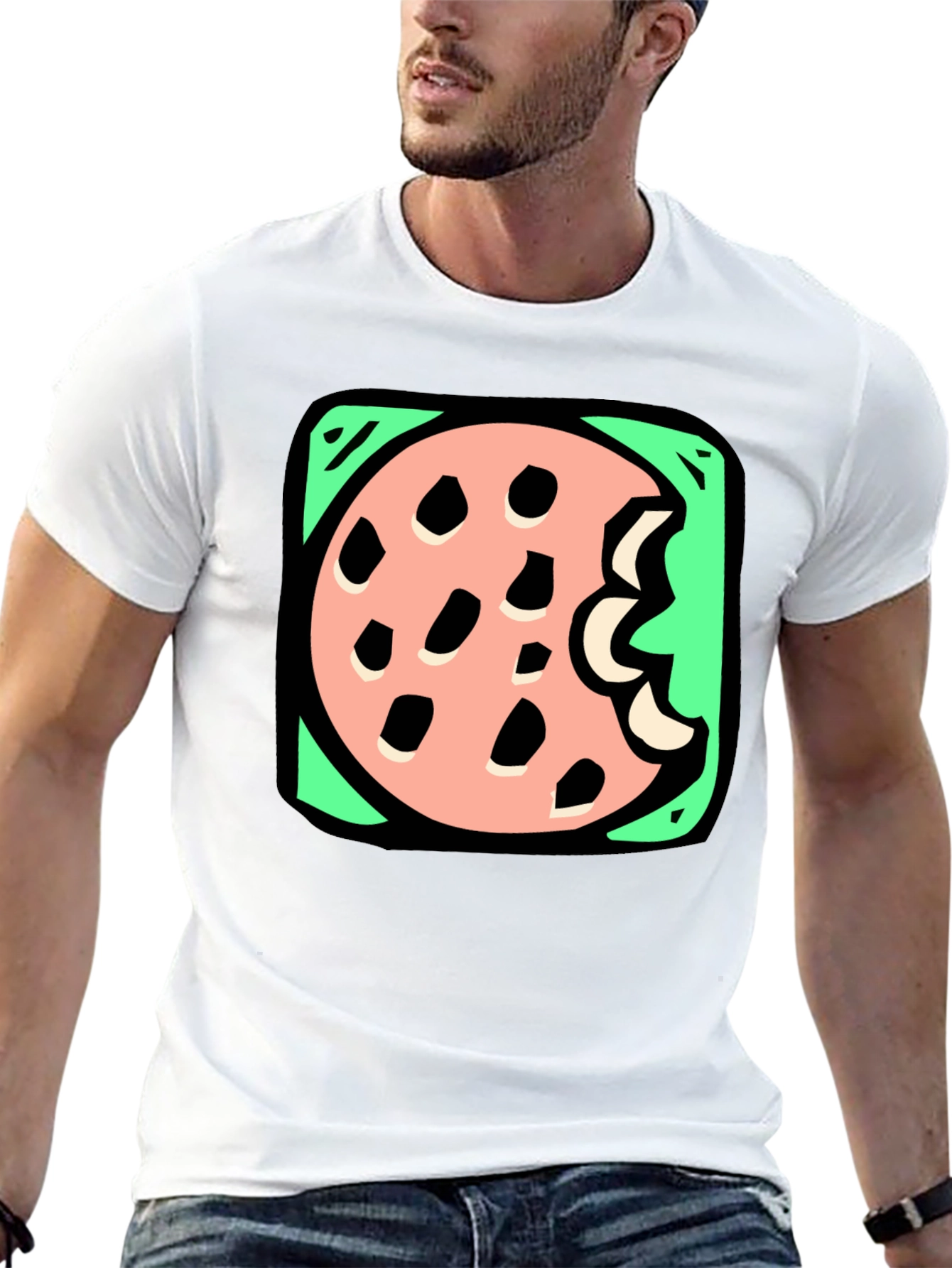 Cookie Bite Graphic Tee - Black Cotton T-Shirt