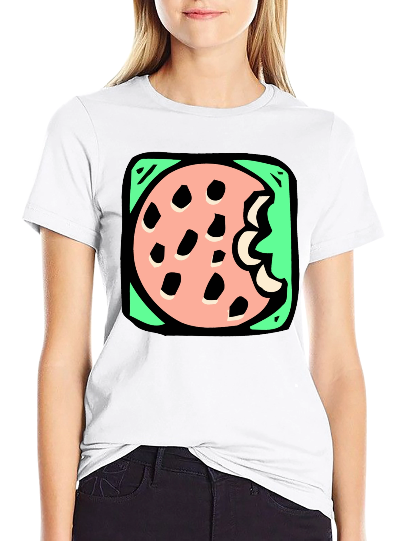Cookie Bite Graphic Tee - Black Cotton T-Shirt