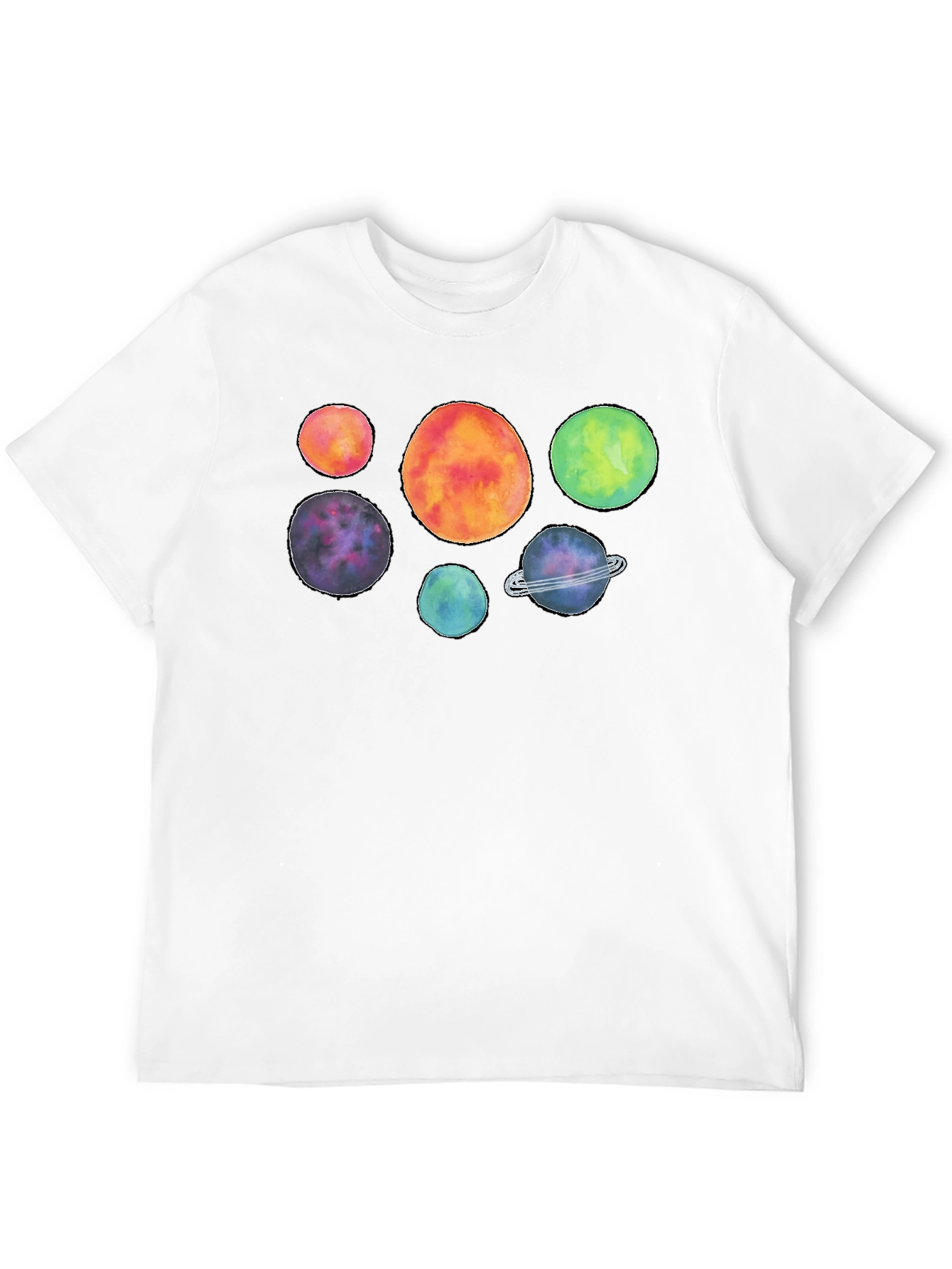 Cosmic Watercolor Planet Graphic T-Shirt