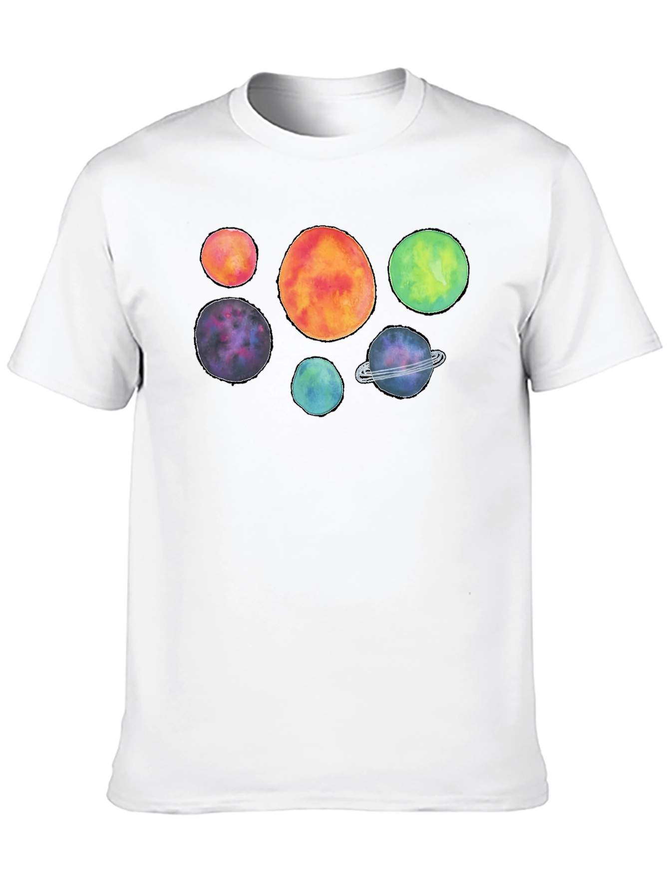 Cosmic Watercolor Planet Graphic T-Shirt