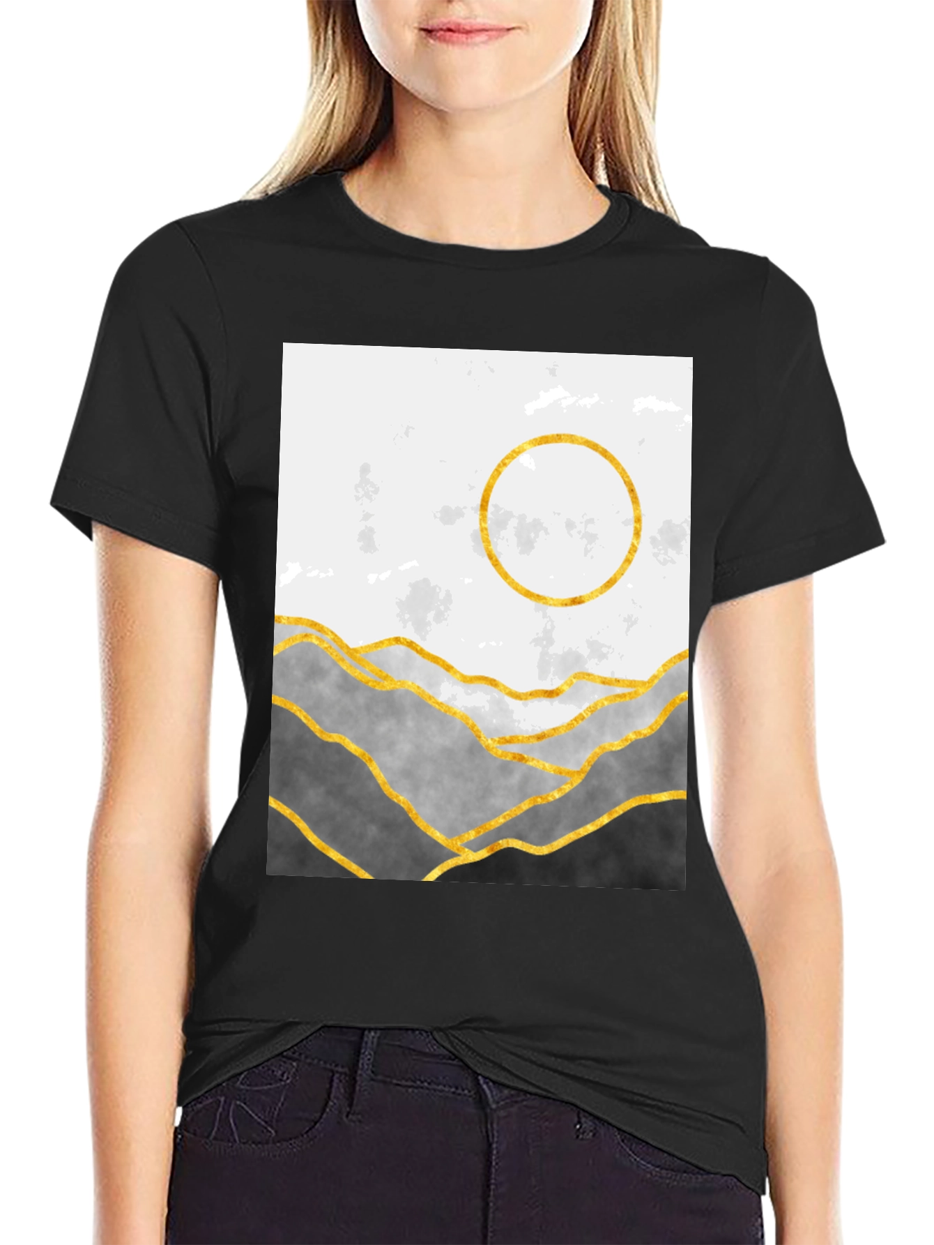 Abstract Mountain & Moon Graphic Tee
