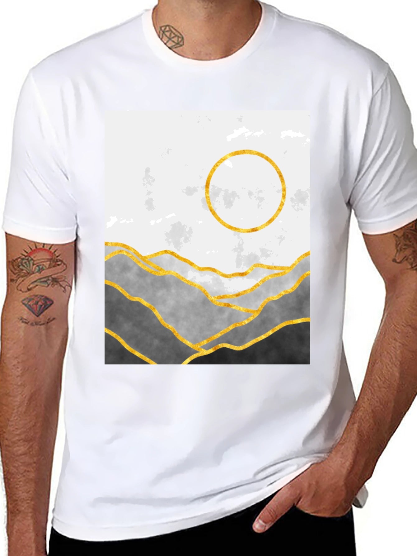 Abstract Mountain & Moon Graphic Tee