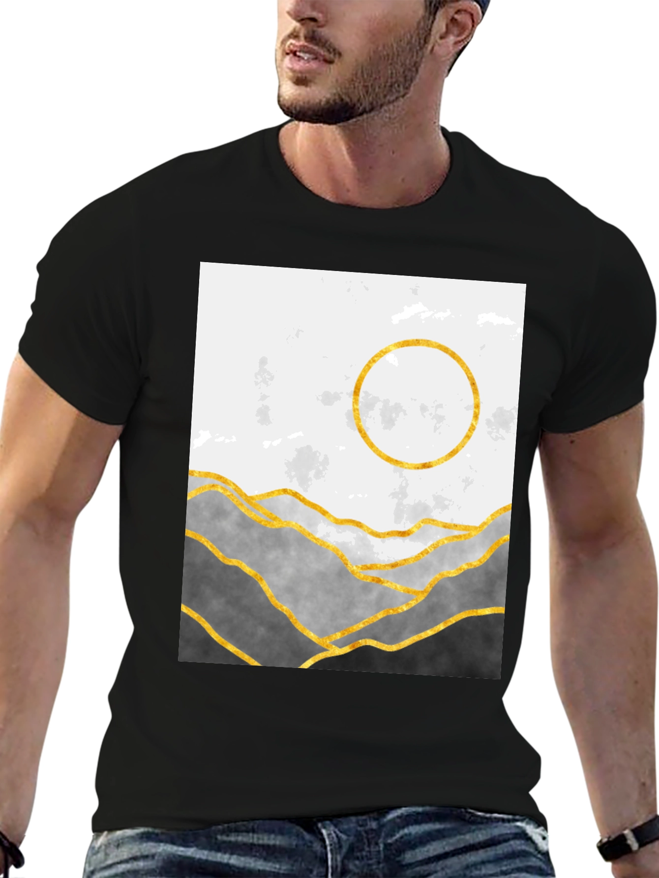 Abstract Mountain & Moon Graphic Tee
