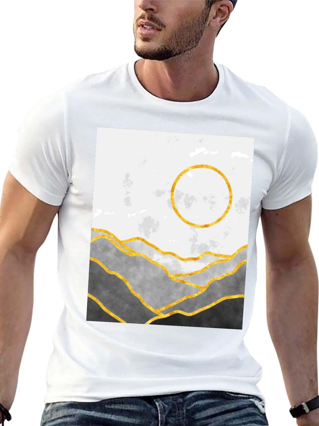 Abstract Mountain & Moon Graphic Tee
