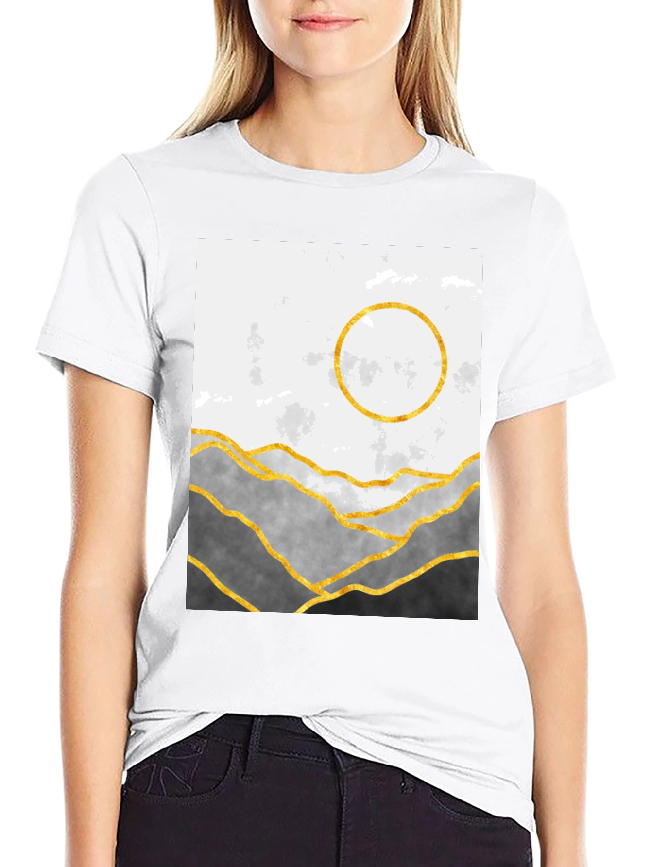 Abstract Mountain & Moon Graphic Tee