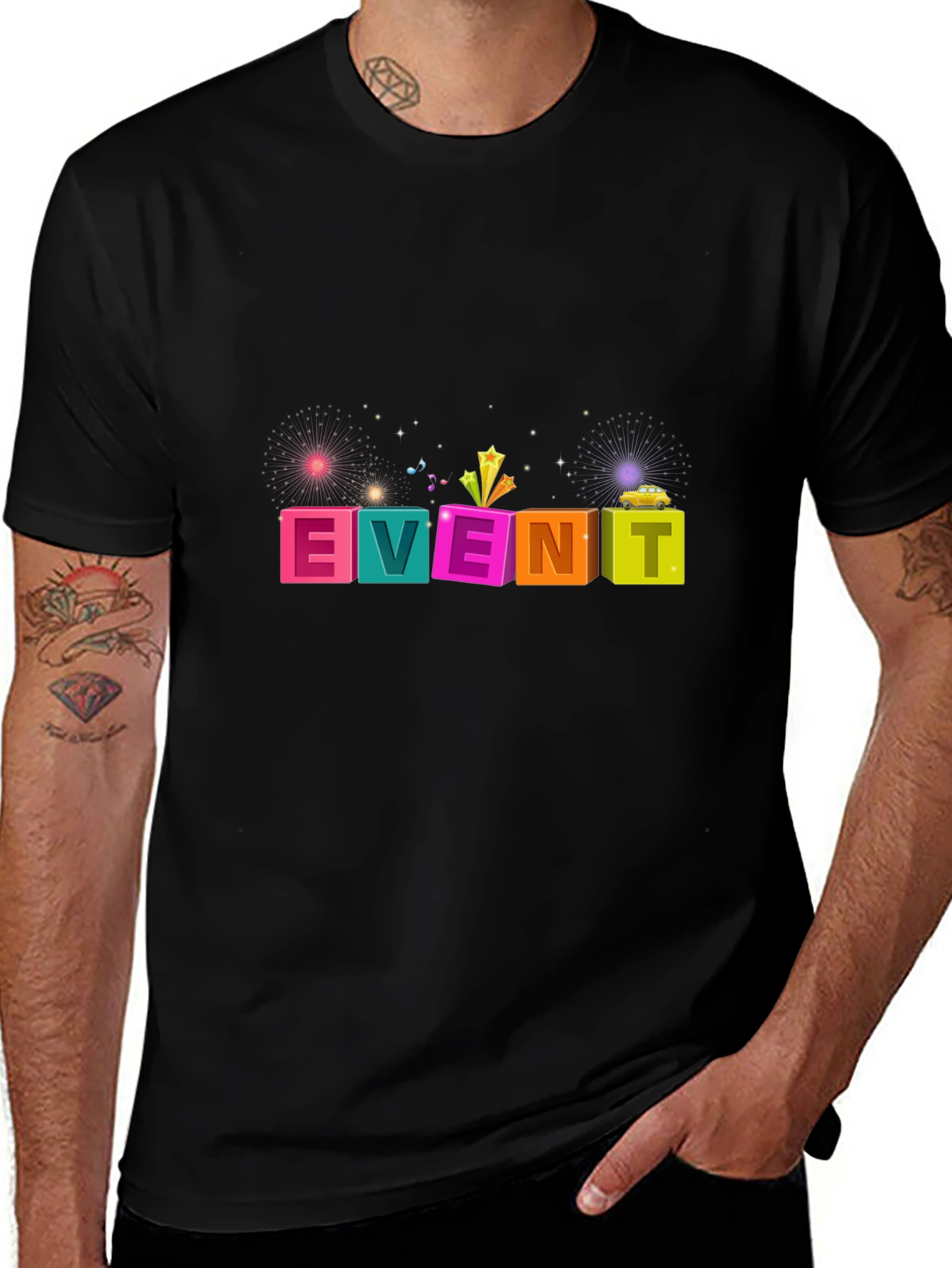 Colorful Event Graphic Tee - Mens Black T-Shirt