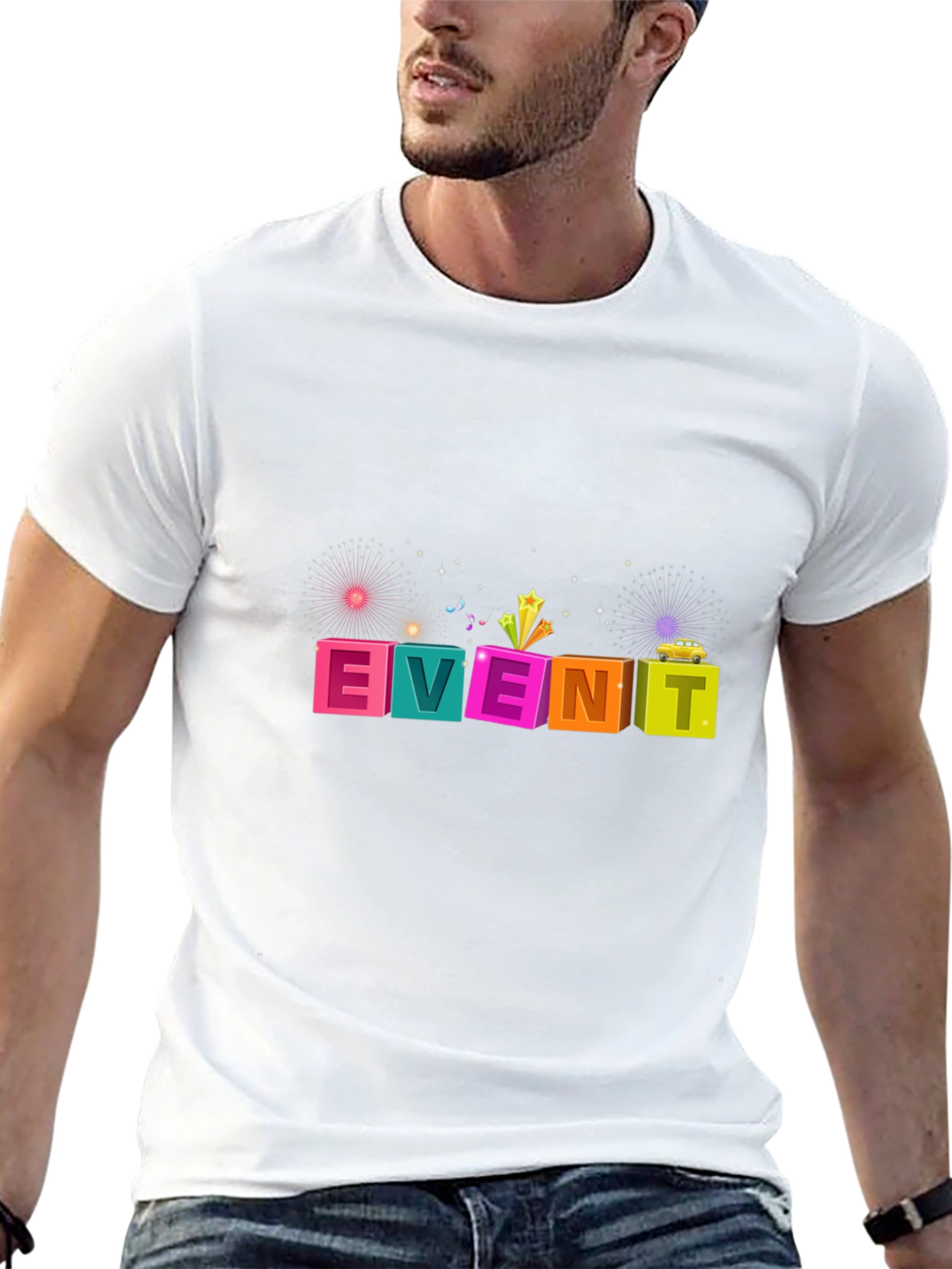 Colorful Event Graphic Tee - Mens Black T-Shirt