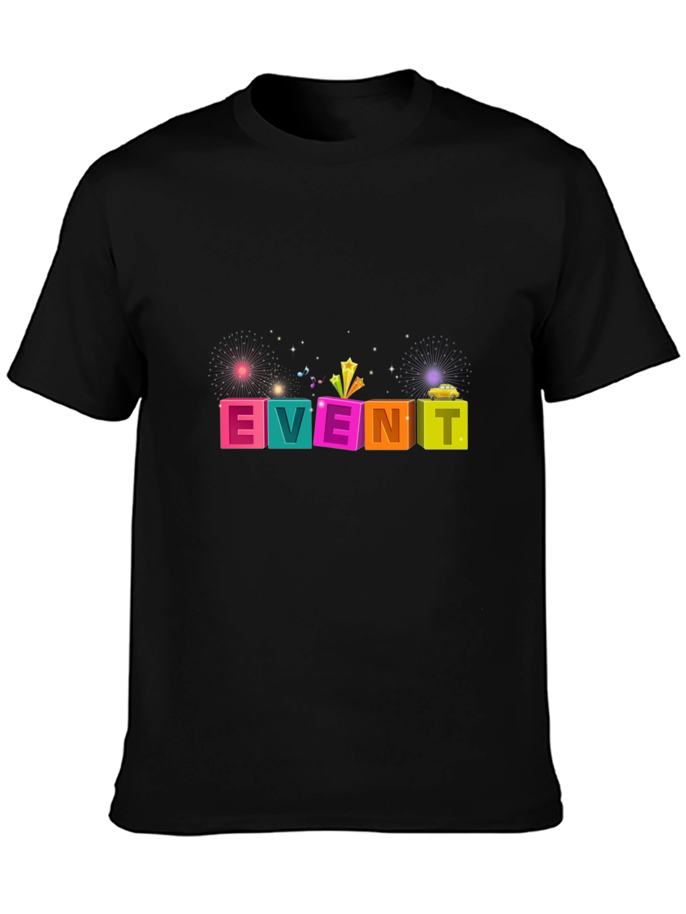 Colorful Event Graphic Tee - Mens Black T-Shirt