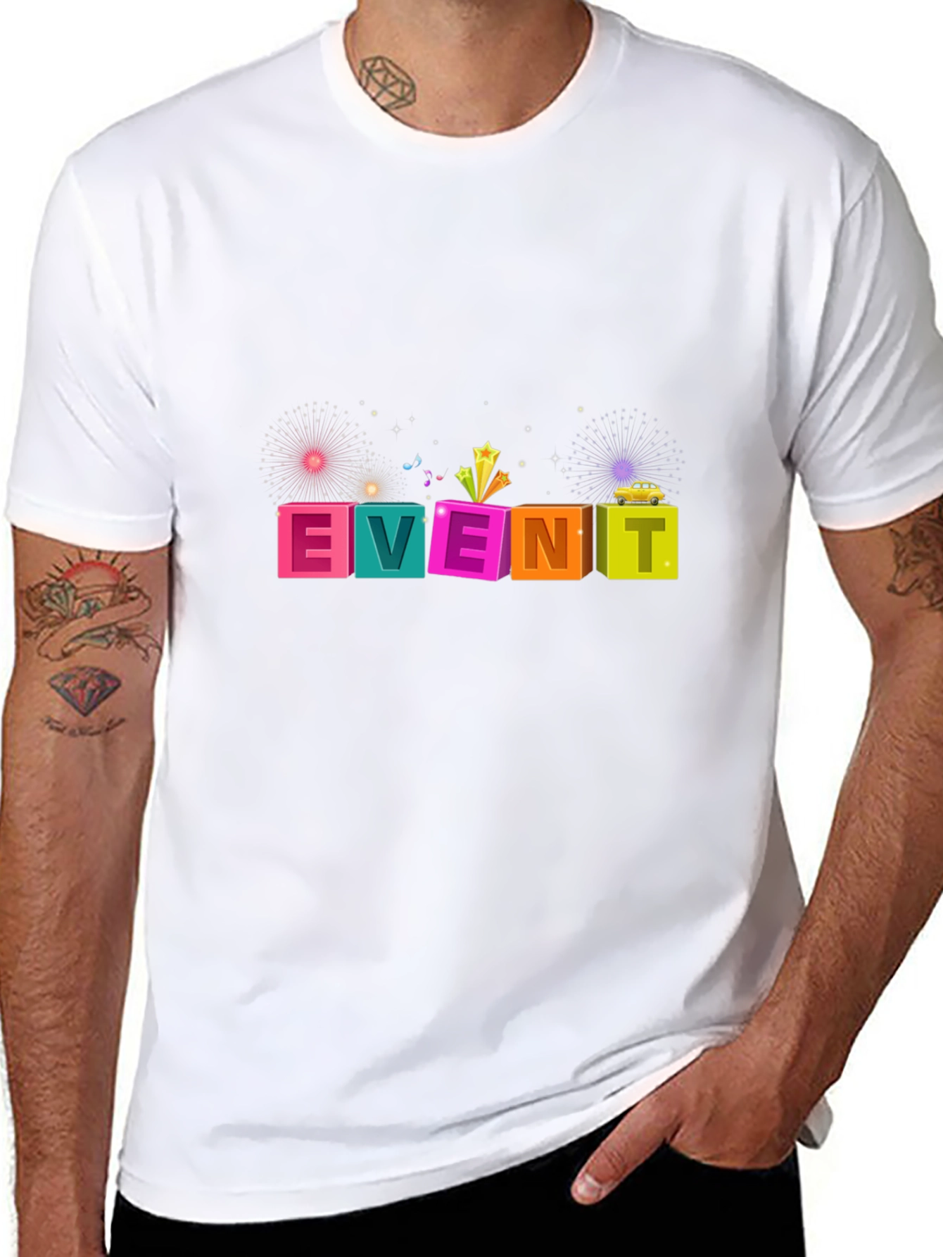 Colorful Event Graphic Tee - Mens Black T-Shirt