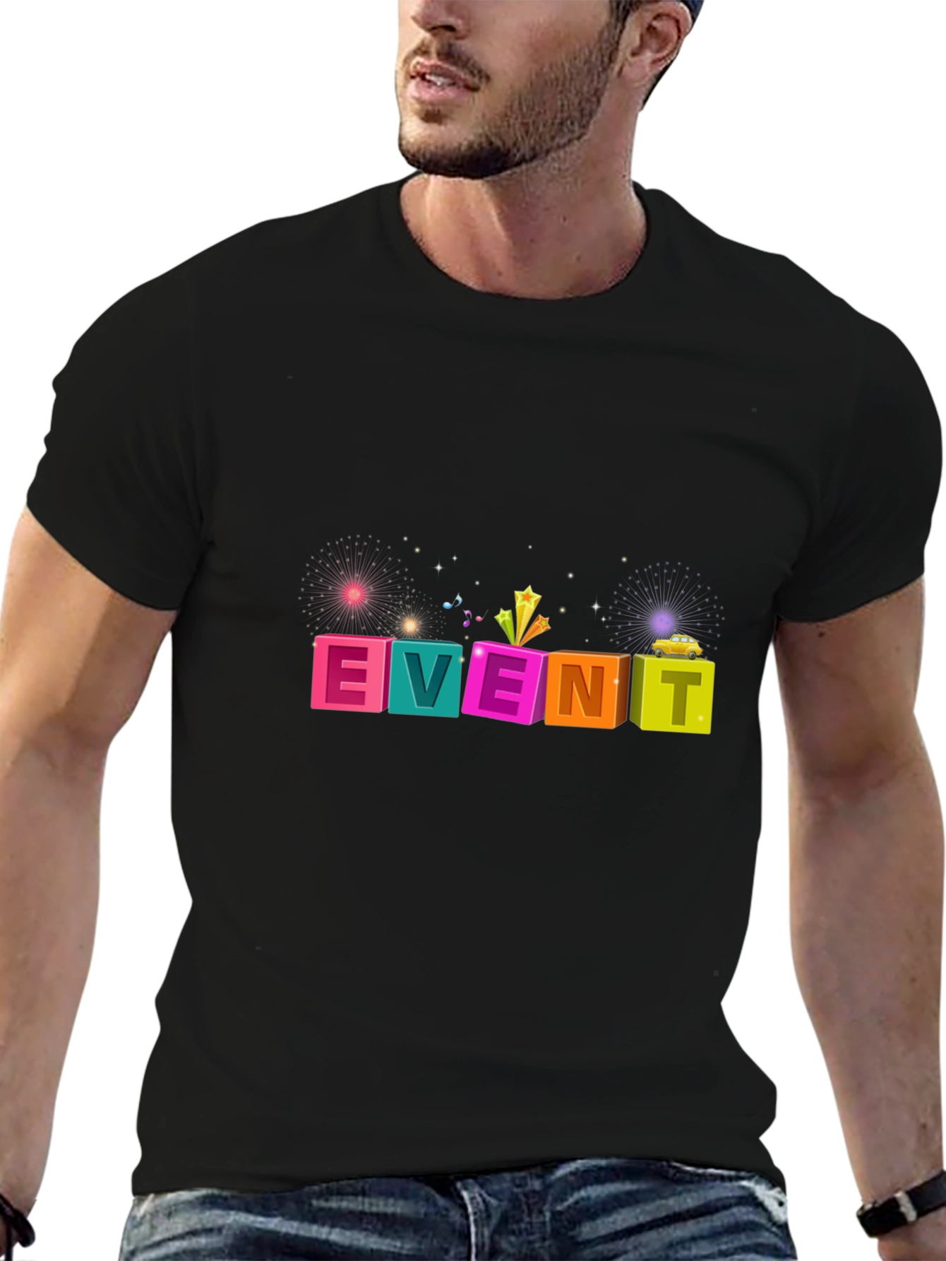 Colorful Event Graphic Tee - Mens Black T-Shirt