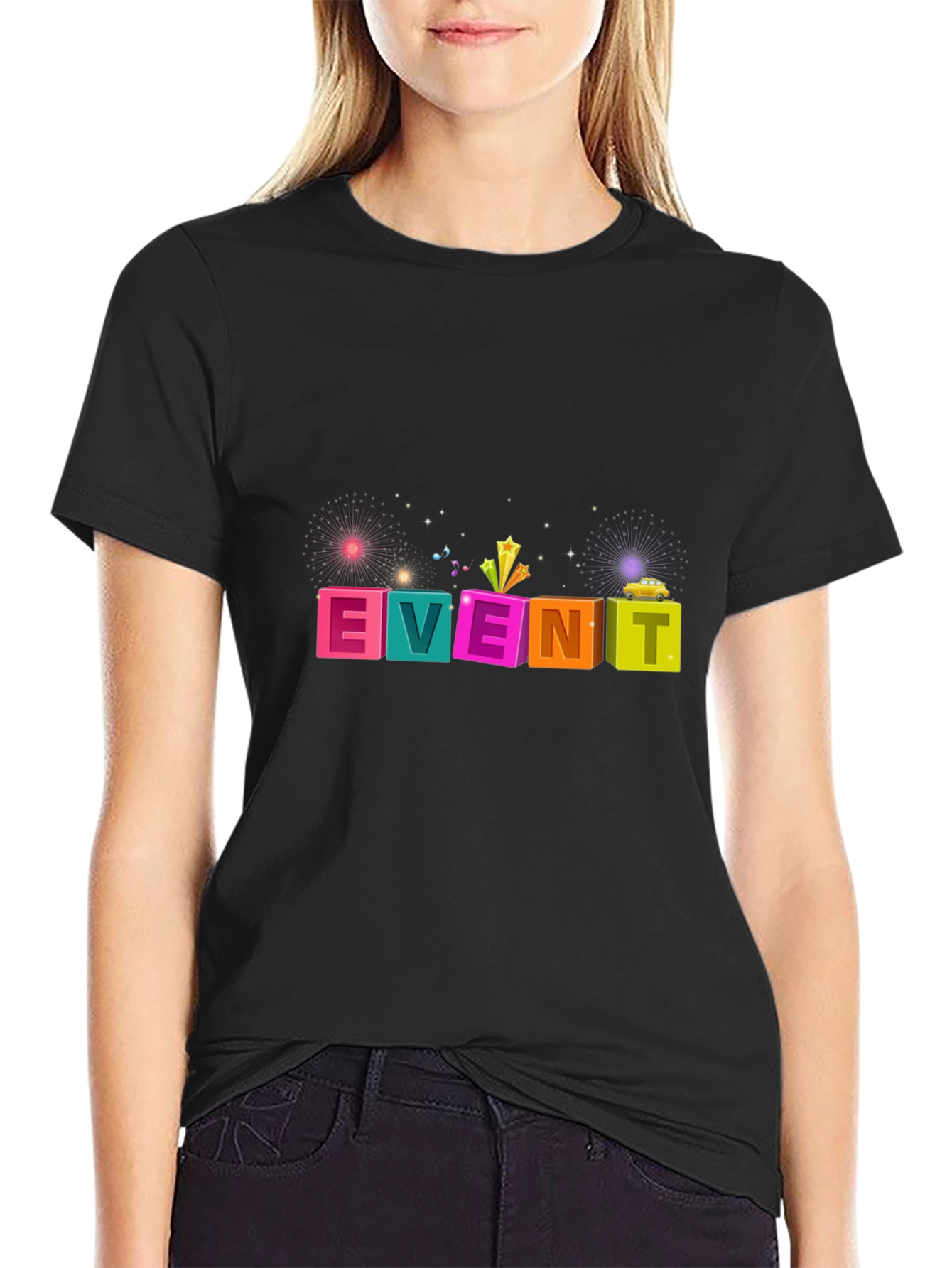 Colorful Event Graphic Tee - Mens Black T-Shirt