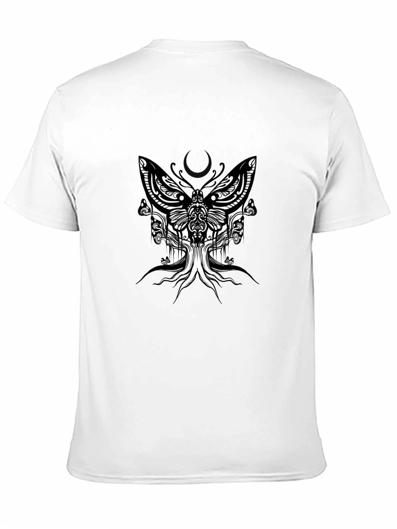 Abstract Butterfly Graphic Tee - Black Cotton Blend T-Shirt