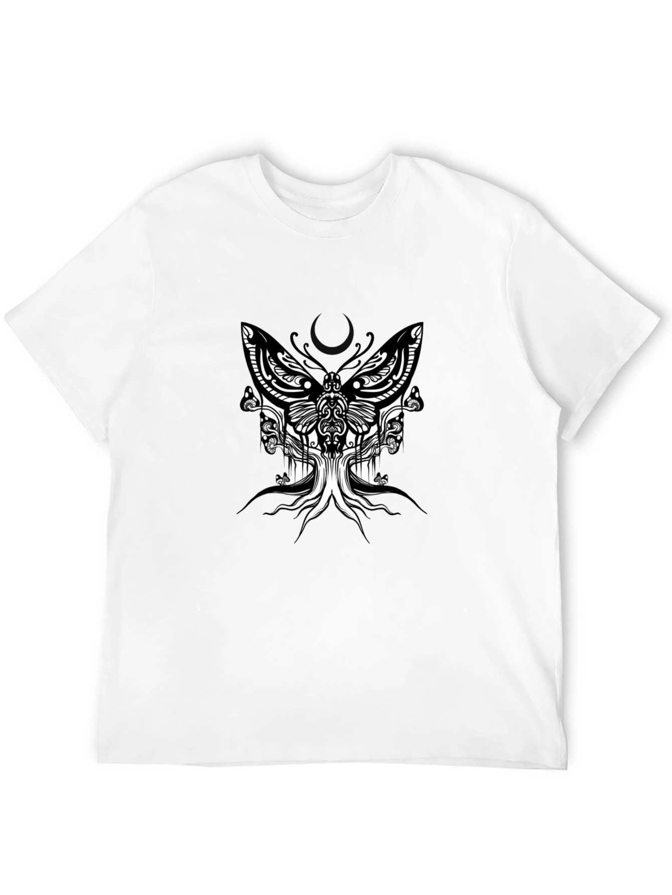 Abstract Butterfly Graphic Tee - Black Cotton Blend T-Shirt