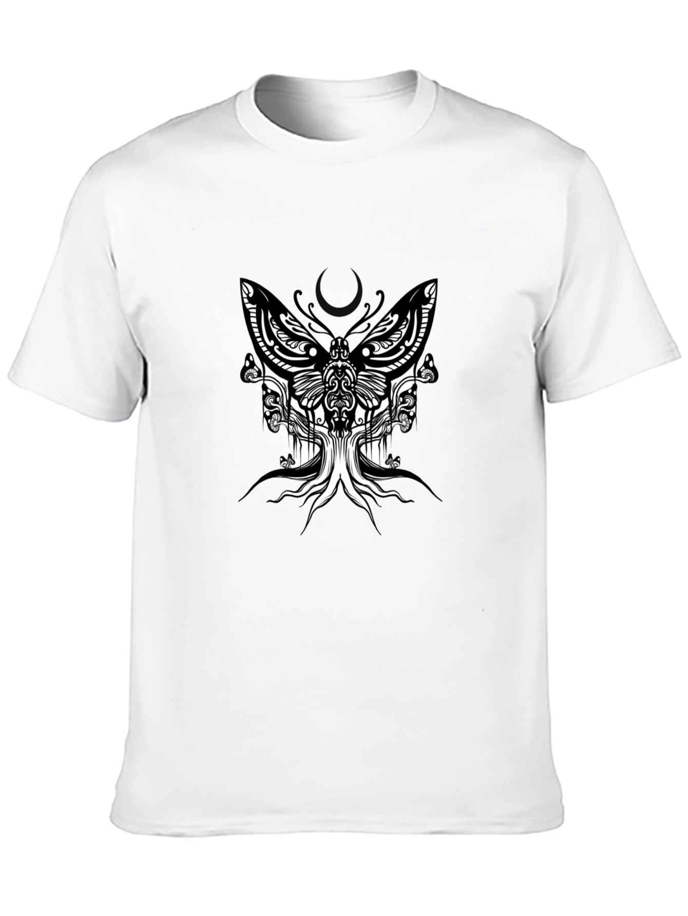 Abstract Butterfly Graphic Tee - Black Cotton Blend T-Shirt
