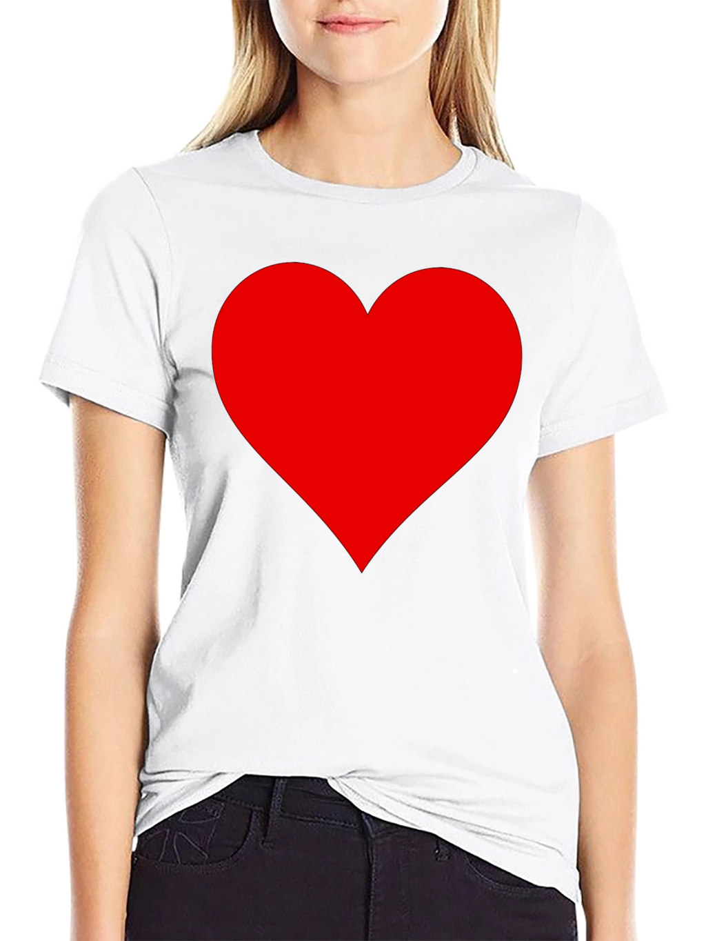 Bold Red Heart Graphic Black T-Shirt