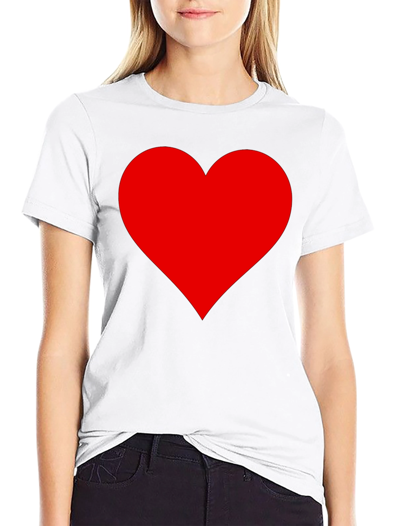 Bold Red Heart Graphic Black T-Shirt