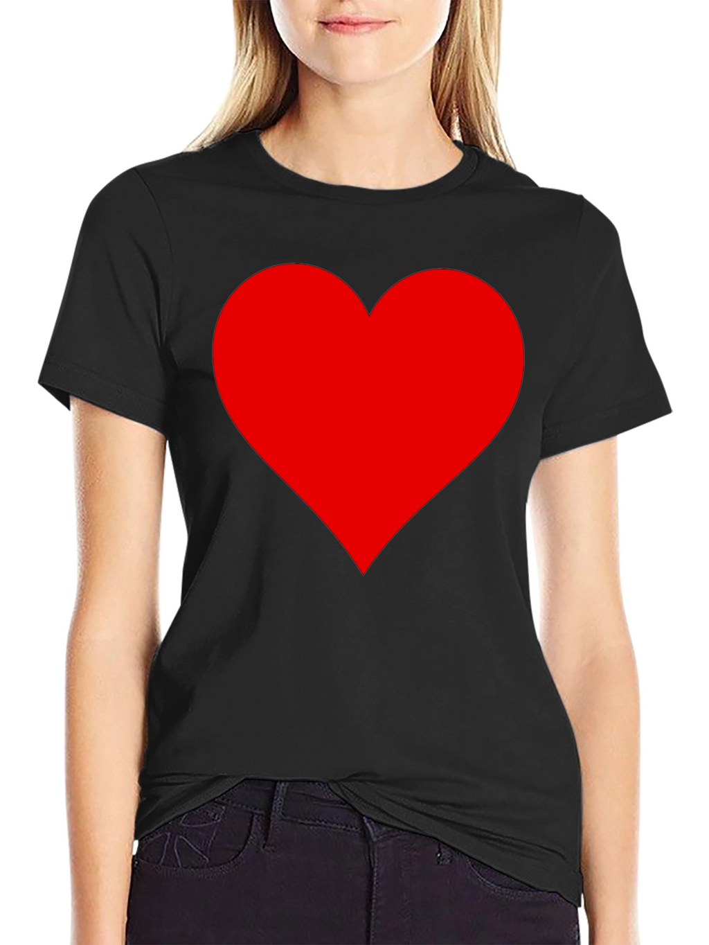 Bold Red Heart Graphic Black T-Shirt