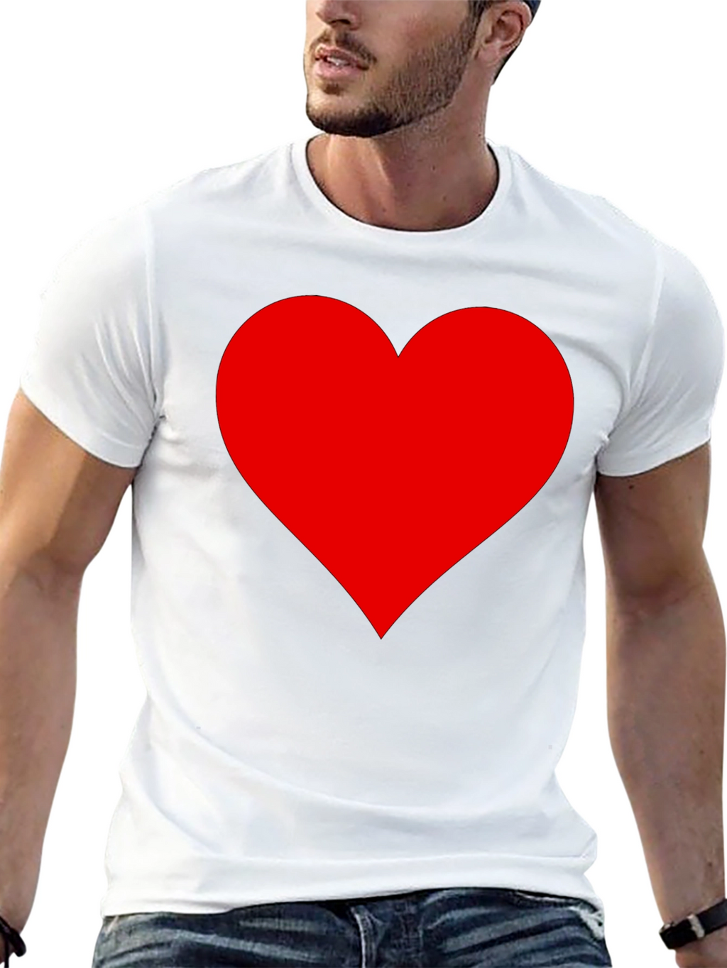 Bold Red Heart Graphic Black T-Shirt