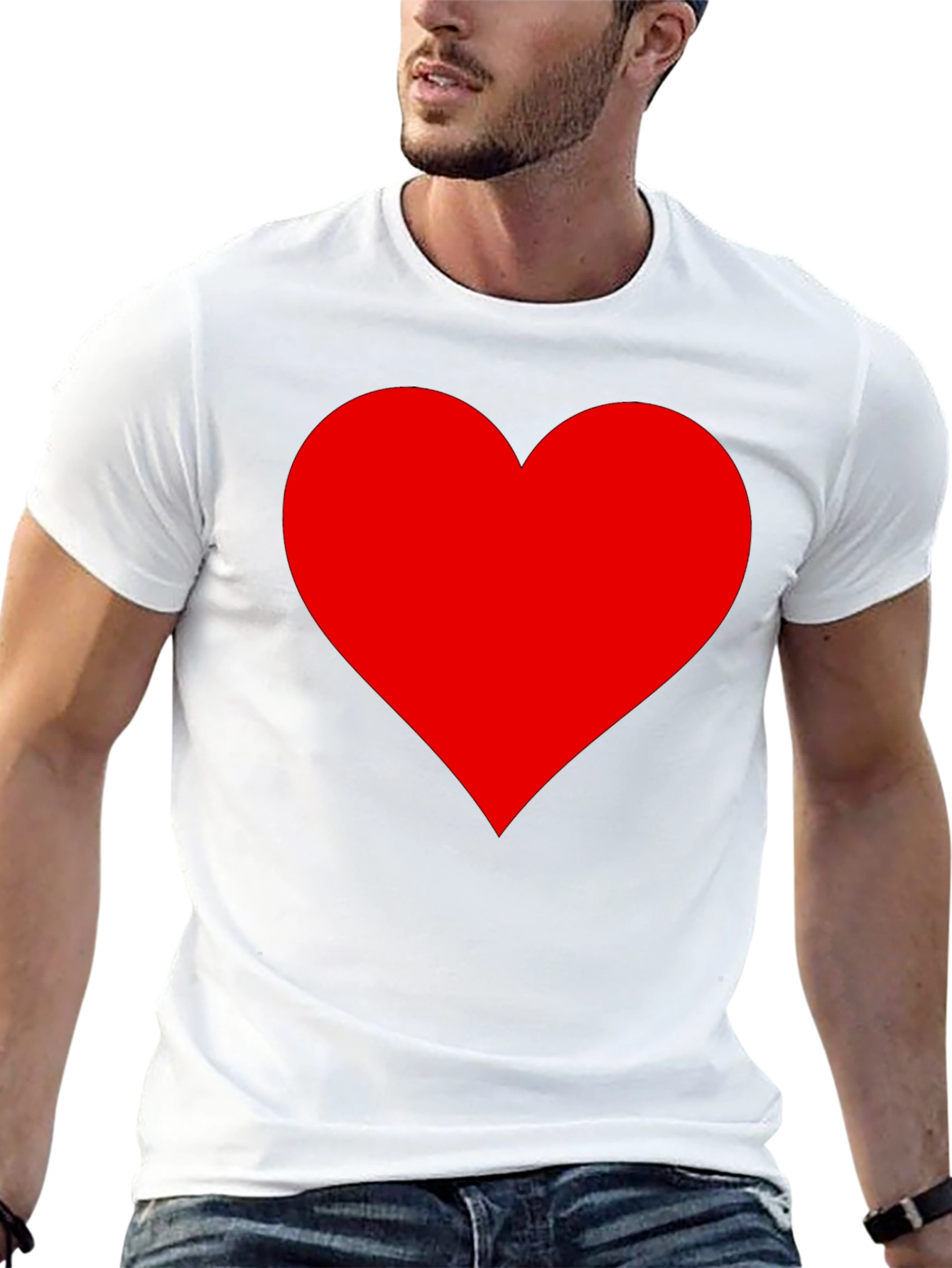 Bold Red Heart Graphic Black T-Shirt