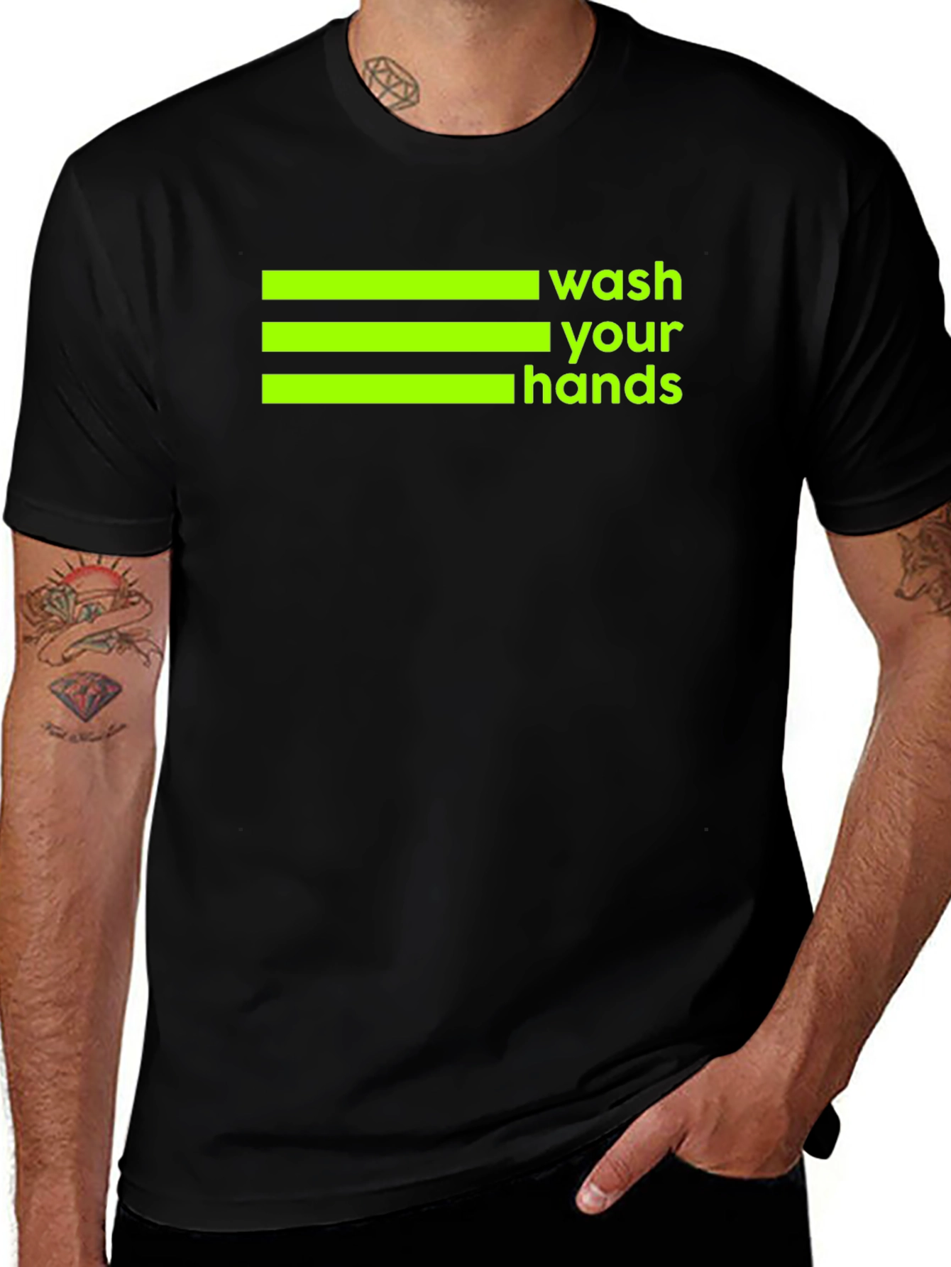 Wash Your Hands Graphic Tee - Black Cotton T-Shirt
