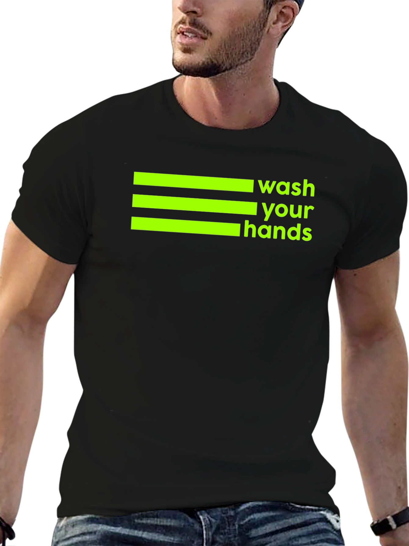 Wash Your Hands Graphic Tee - Black Cotton T-Shirt
