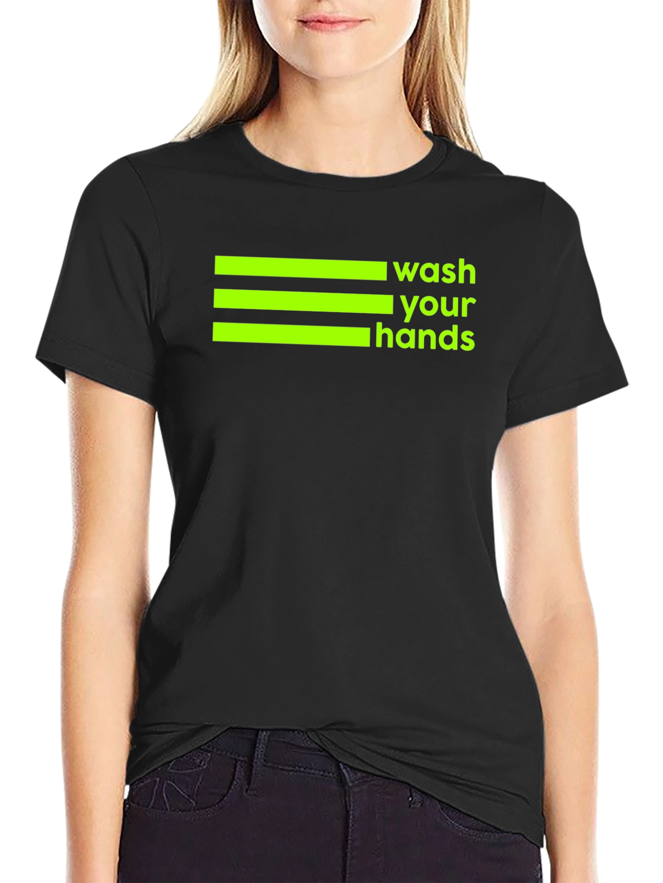 Wash Your Hands Graphic Tee - Black Cotton T-Shirt