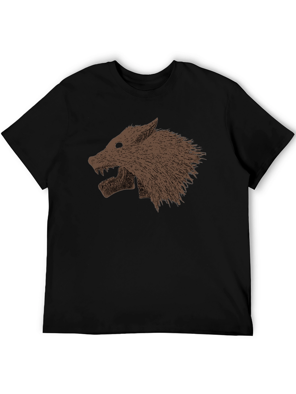 Black T-Shirt with Wolf Graphic