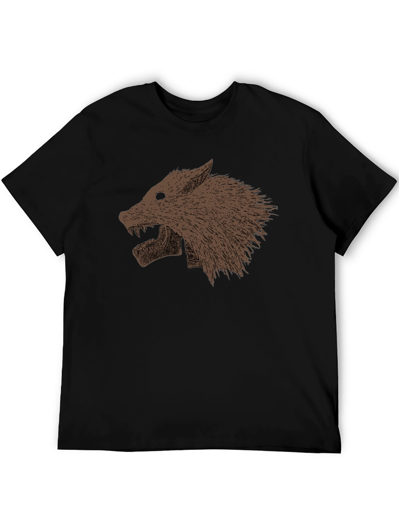 Black T-Shirt with Wolf Graphic