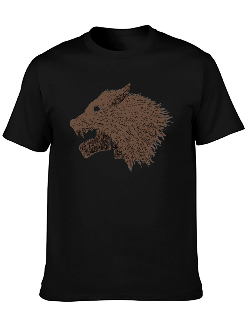 Black T-Shirt with Wolf Graphic