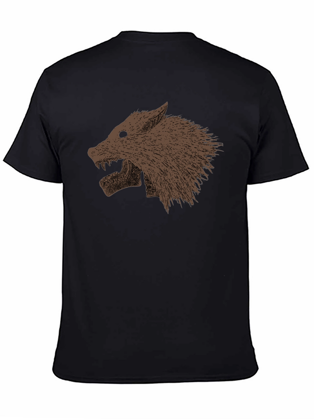 Black T-Shirt with Wolf Graphic