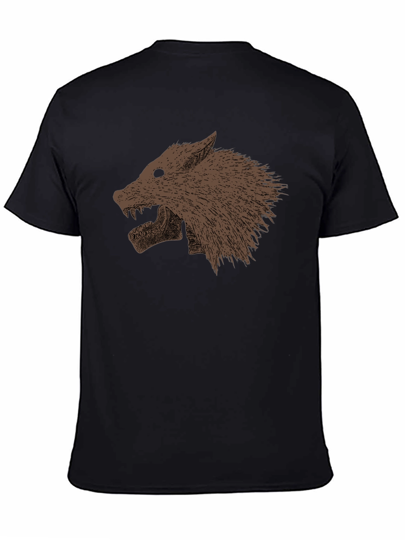 Black T-Shirt with Wolf Graphic