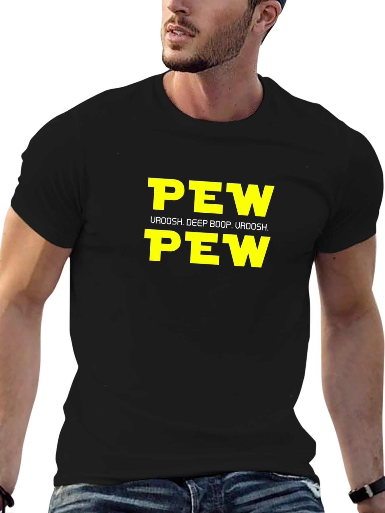Pew Pew Uroosh Graphic T-Shirt - Black