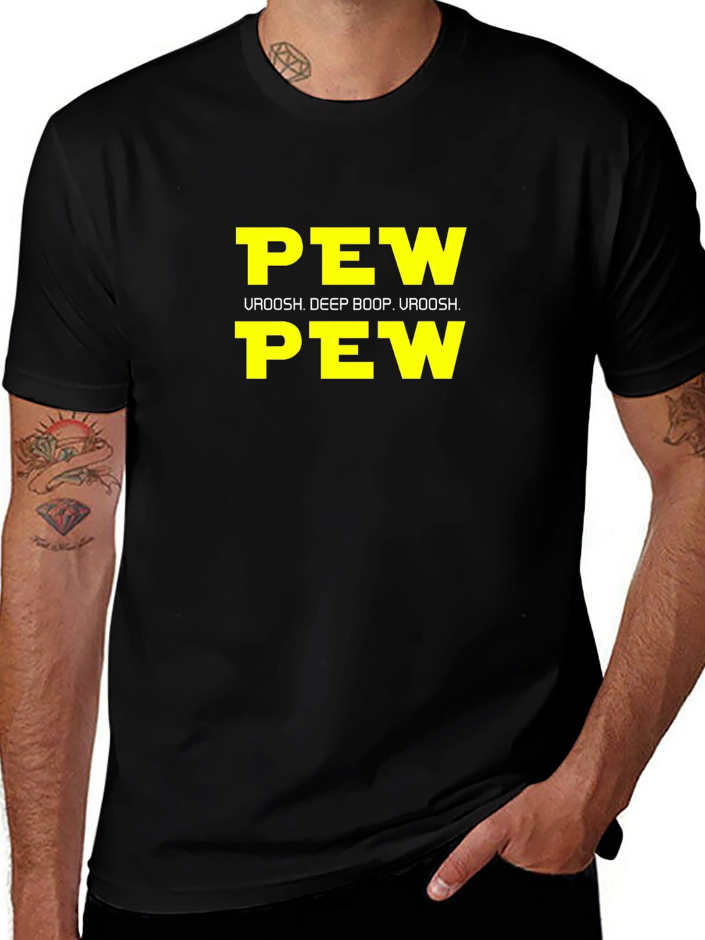Pew Pew Uroosh Graphic T-Shirt - Black