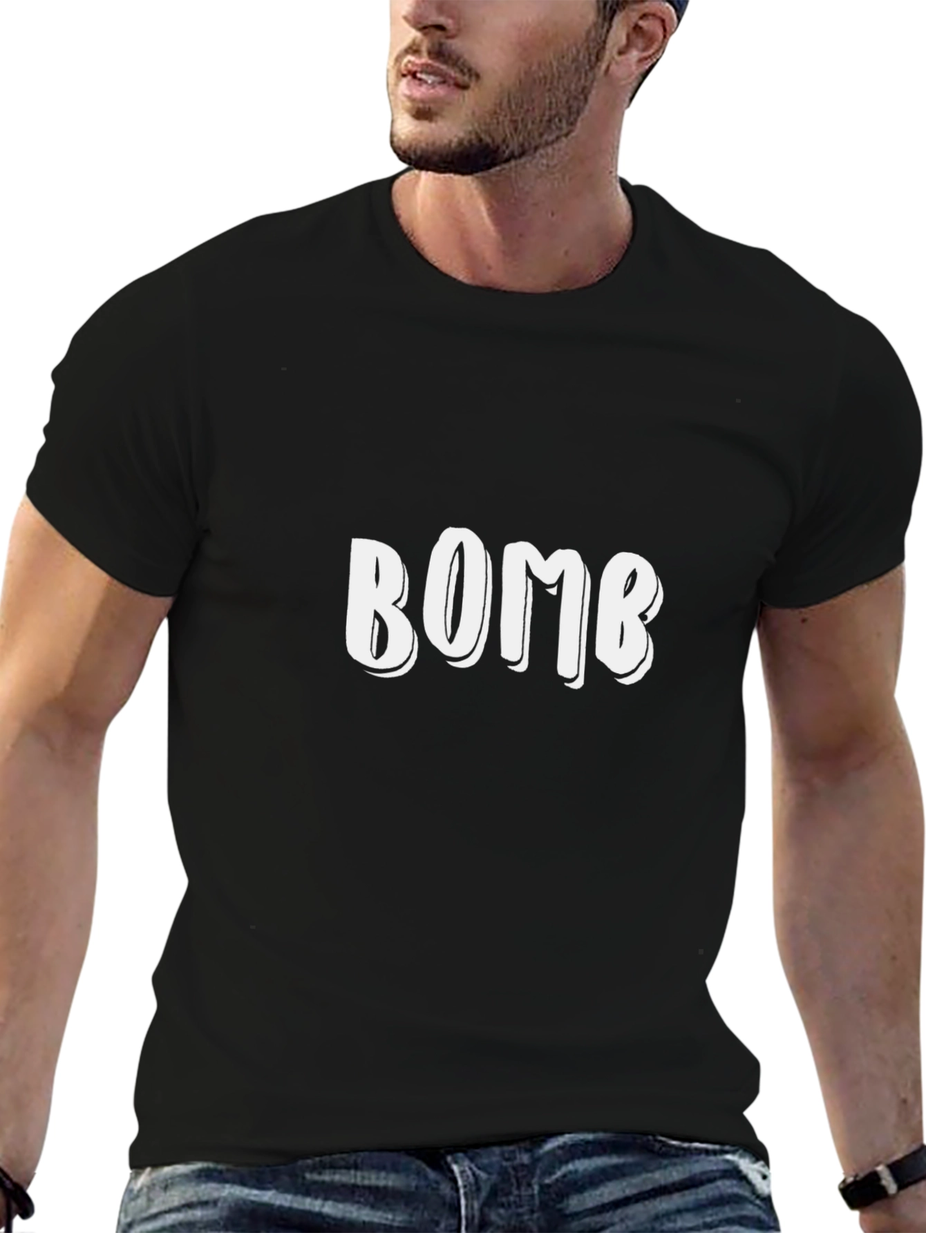 BOMB Graphic Print Black T-Shirt