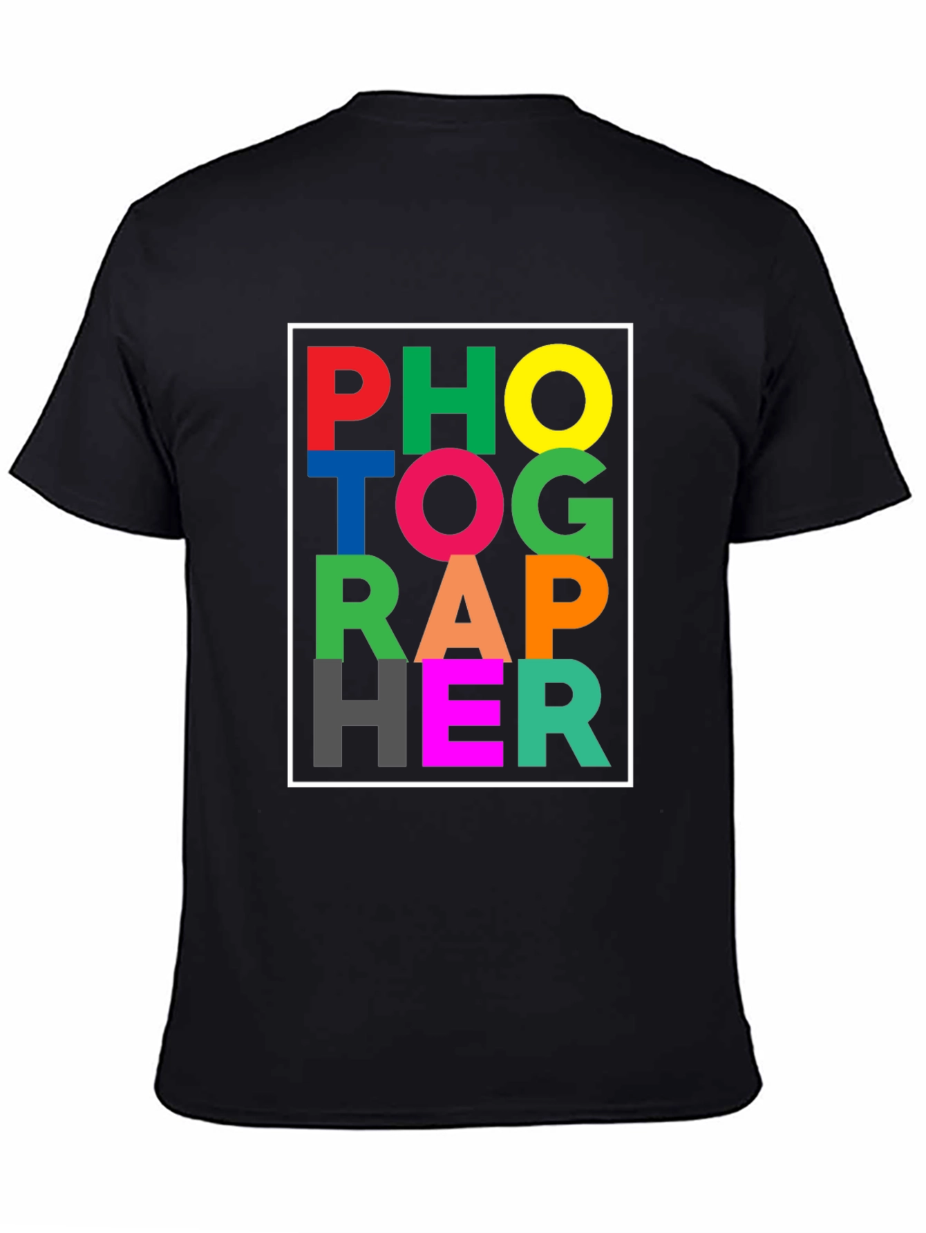 Colorful Photographer Graphic Black T-Shirt