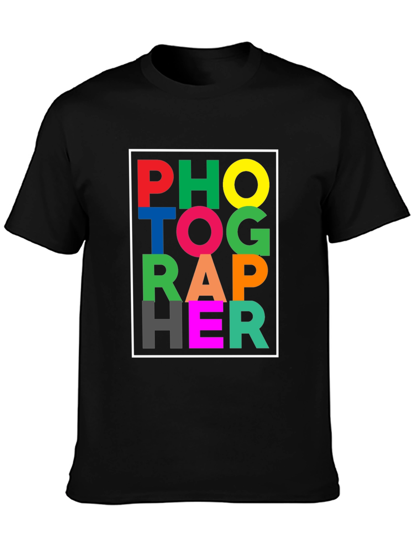 Colorful Photographer Graphic Black T-Shirt