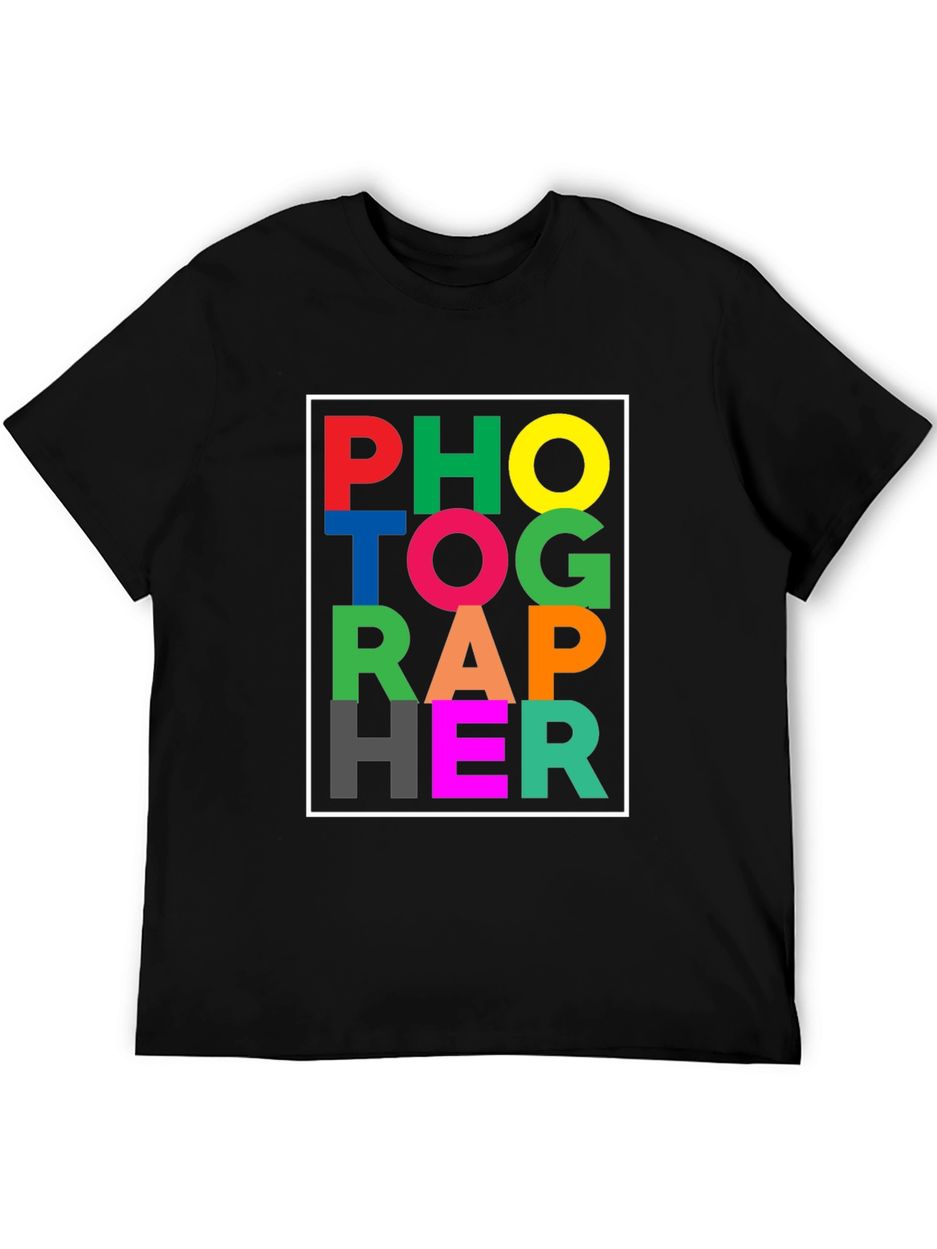 Colorful Photographer Graphic Black T-Shirt