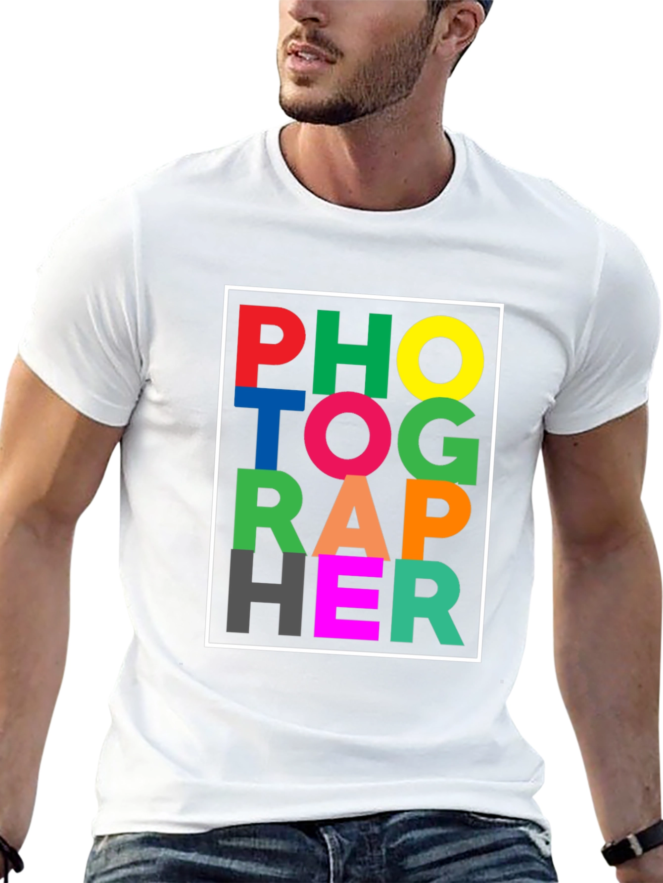 Colorful Photographer Graphic Black T-Shirt