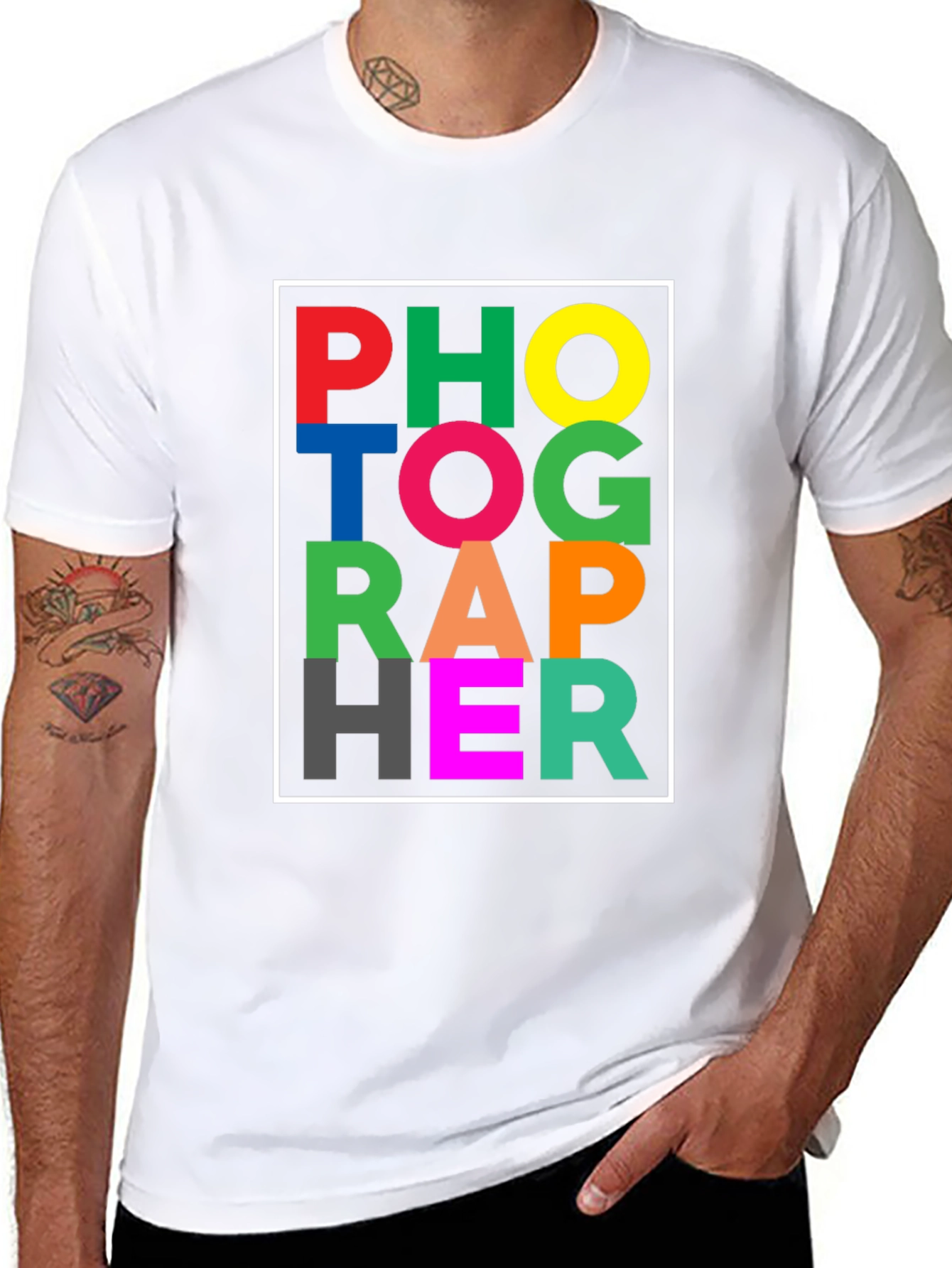 Colorful Photographer Graphic Black T-Shirt
