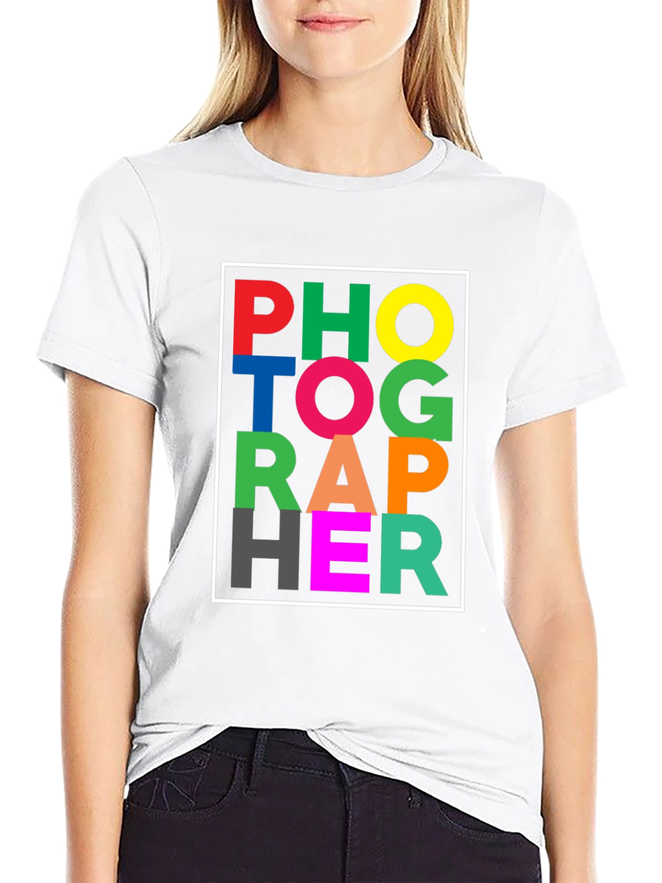 Colorful Photographer Graphic Black T-Shirt