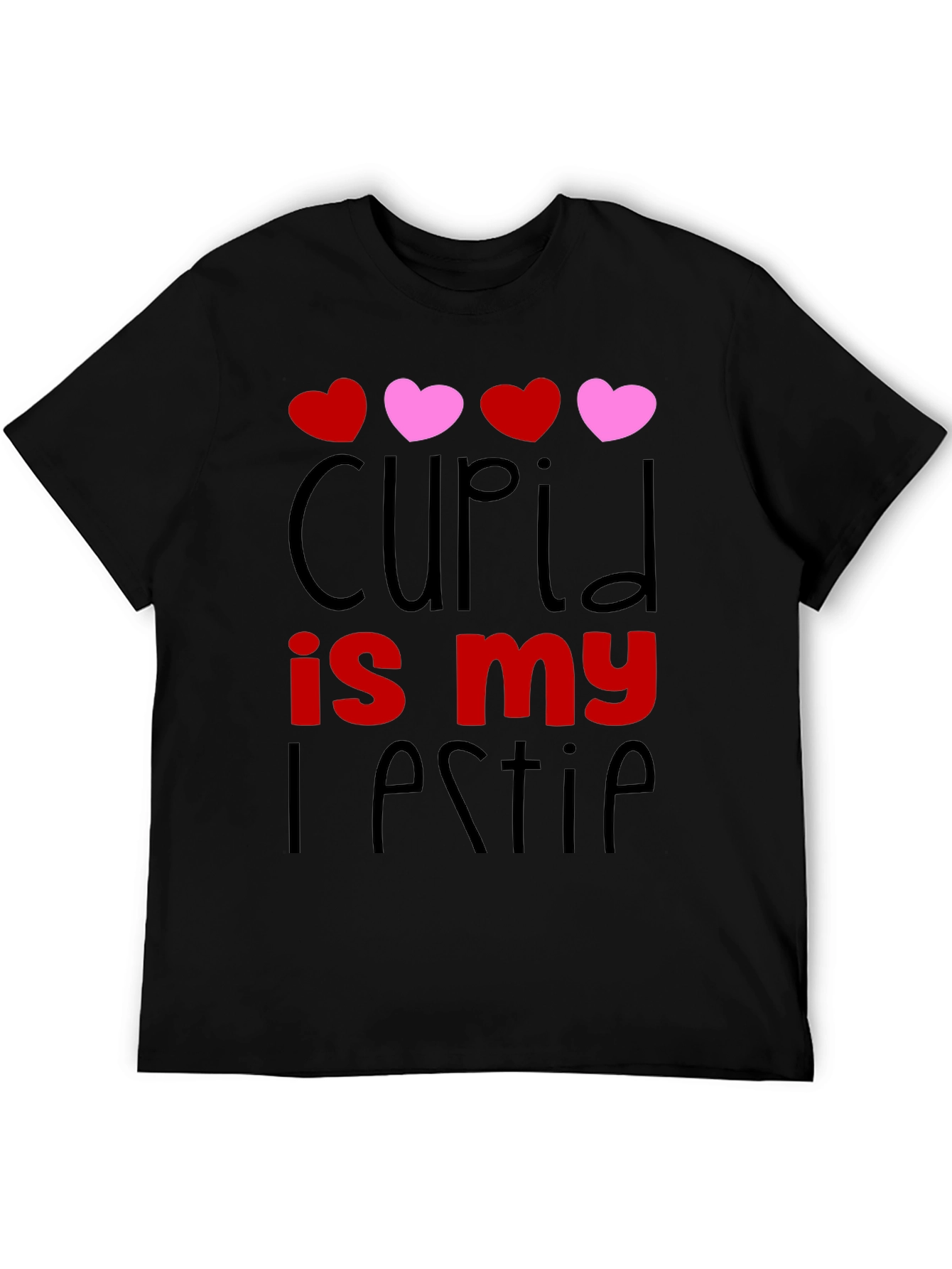 Cupid is my Bestie Black Graphic Tee